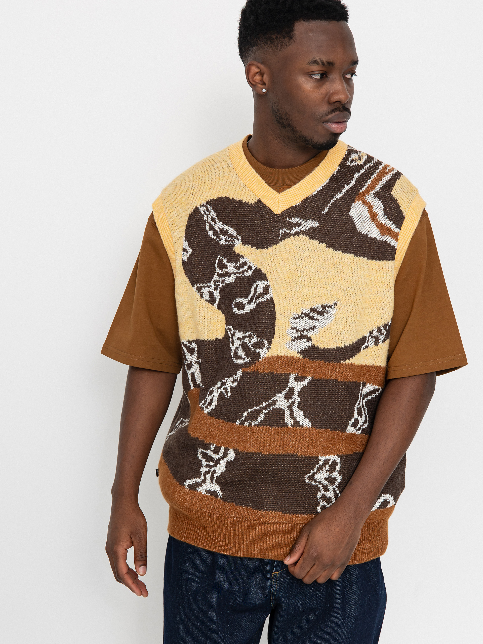 Nike SB SL Sweater Snake Vest brown, black, beige (celestial