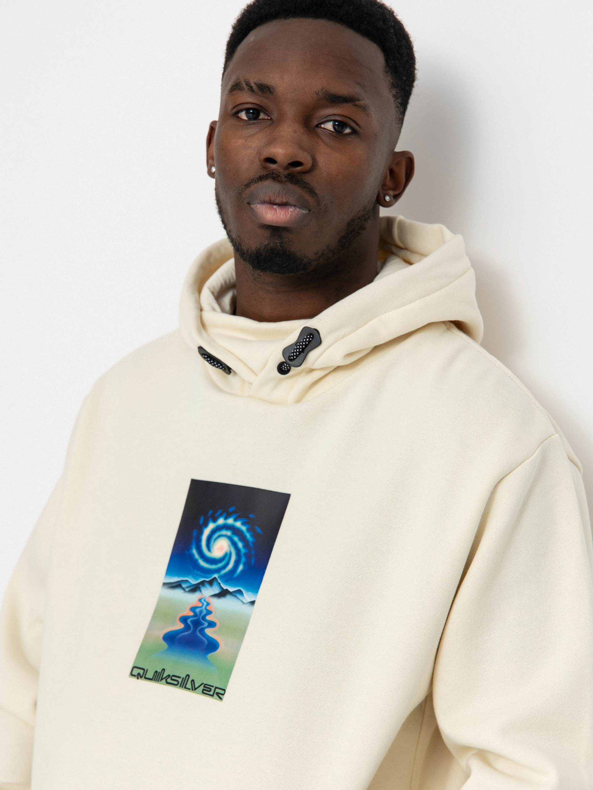 Mens Quiksilver Active sweatshirt Big Logo Tech HD (birch)