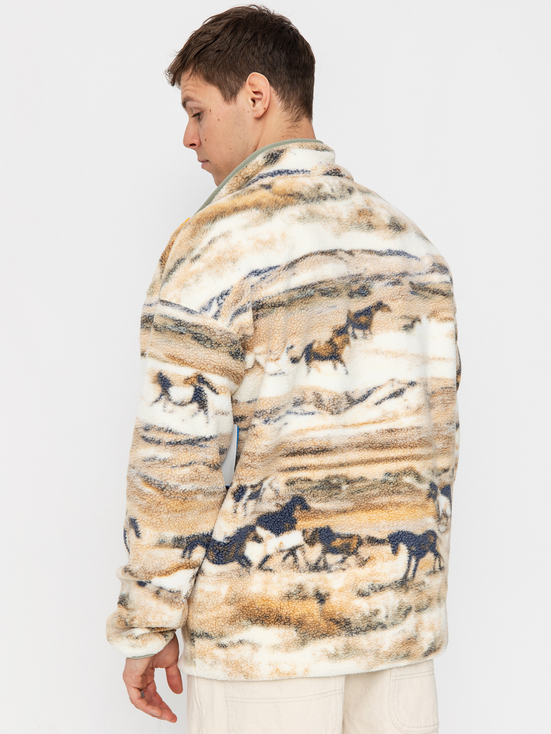 Herren Columbia Helvetia II Printed Half Snap Fleece Jacke (lemon wash roam)