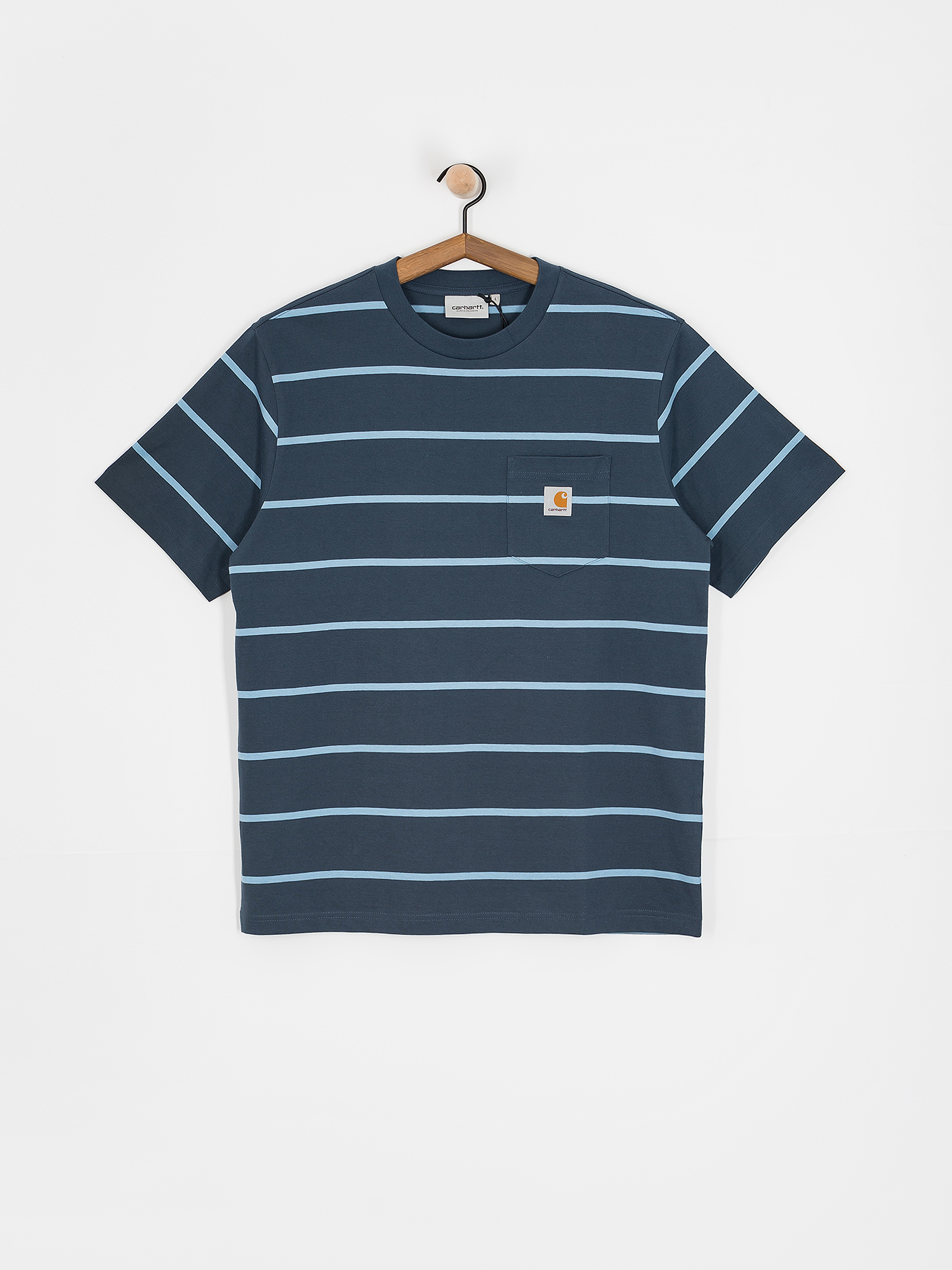 Carhartt WIP Aiken Pocket T-Shirt (aiken stripe/dusky blue)