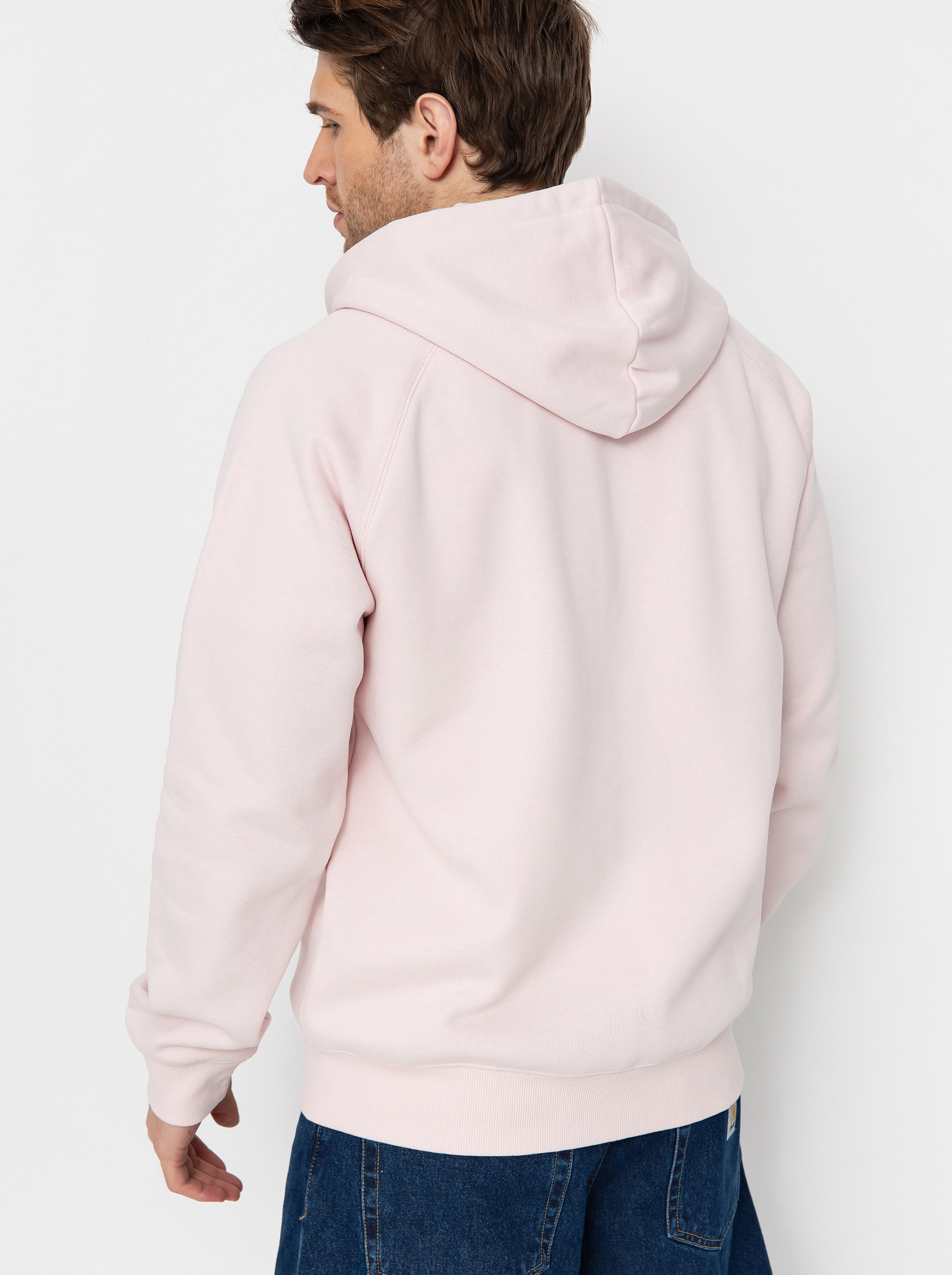 【carhartt】\"Hooded Chase\"フード付チェイスフーディ/Air Pink Carhartt WIP Hooded Chase Sweatshirt, Air Pink / Gold
