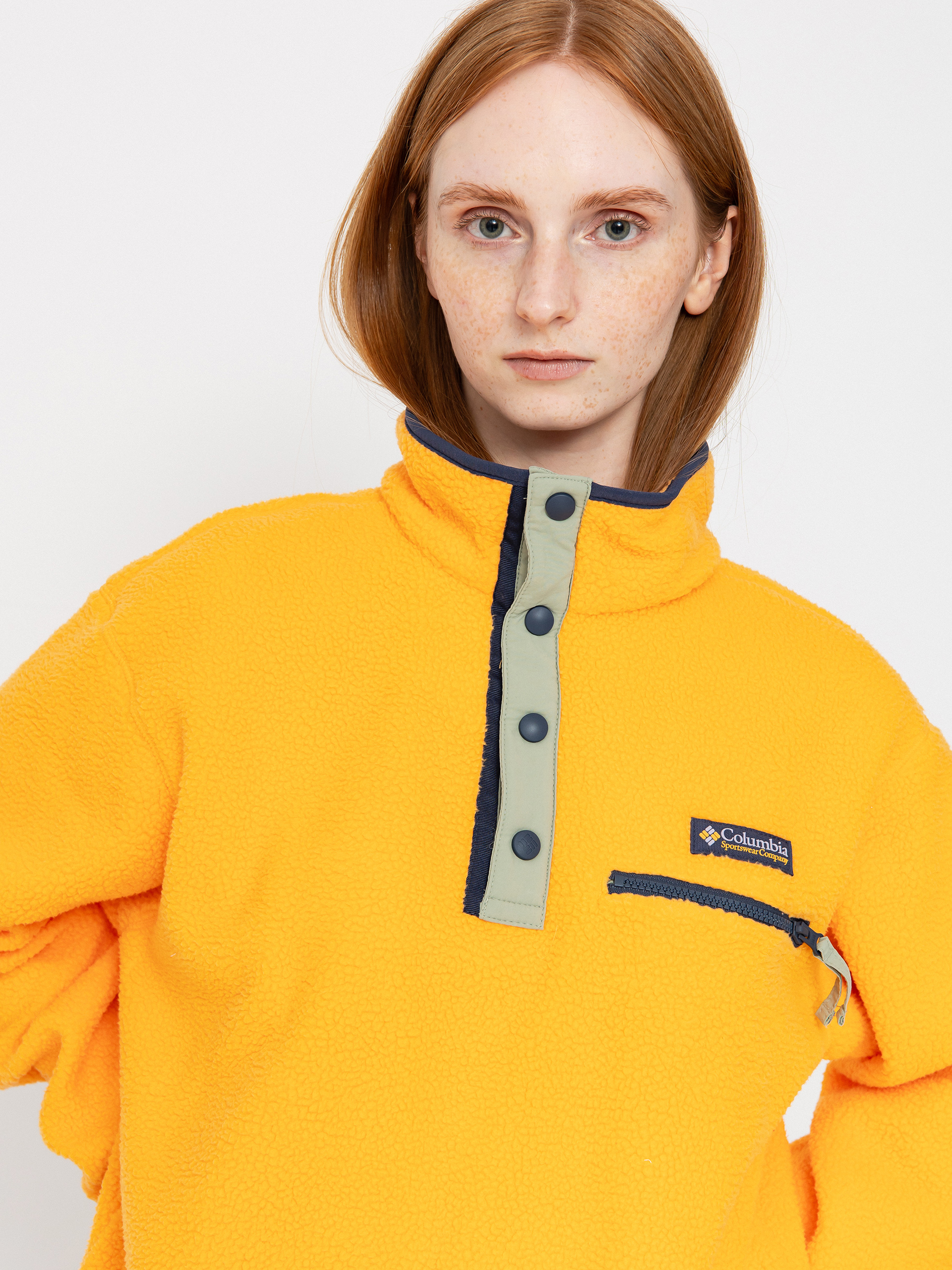 Womens Columbia Helvetia II Cropped Half Snap Fleece  (summer orange)