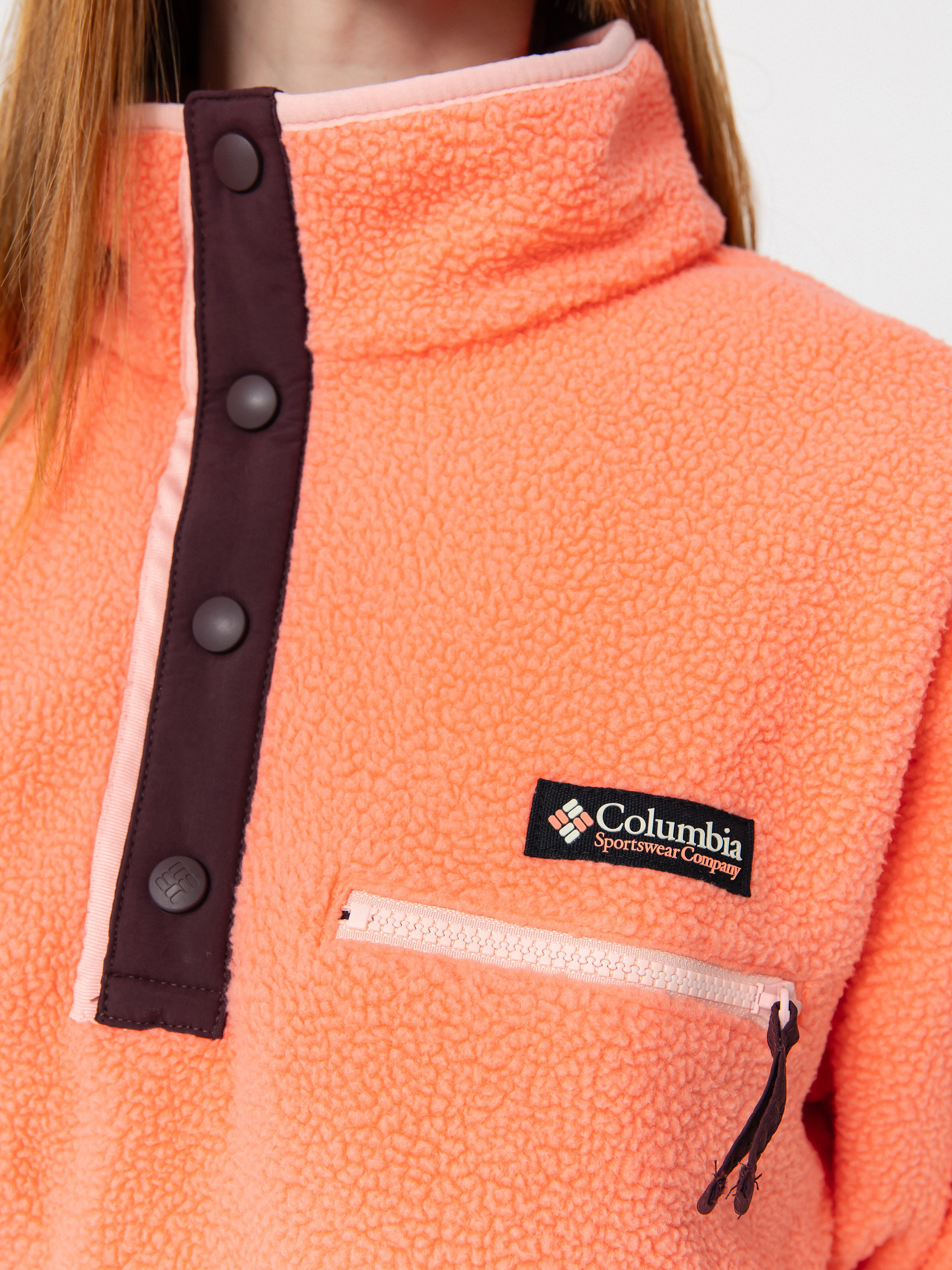 Womens Columbia Helvetia II Cropped Half Snap Fleece  (alpenglow)