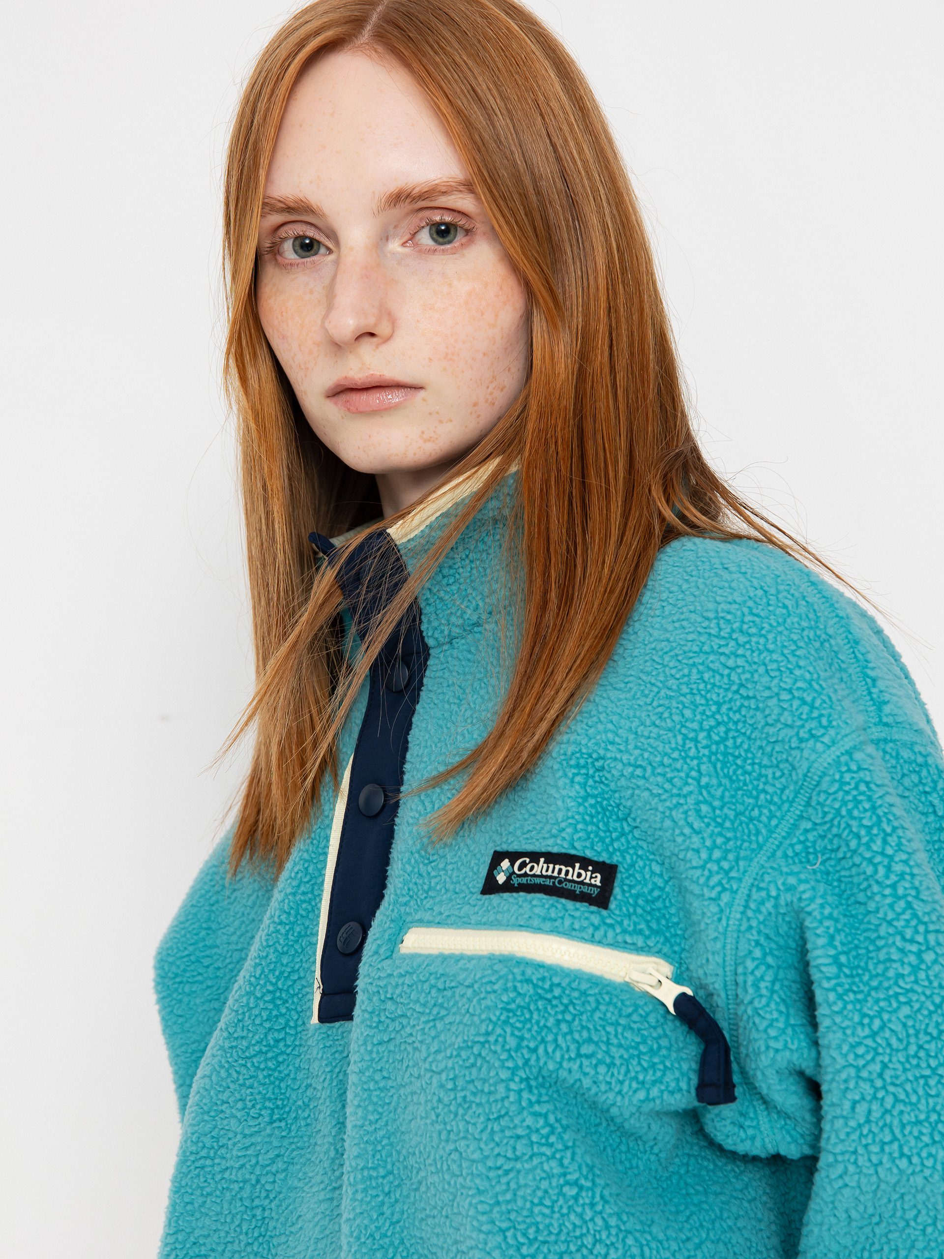 Womens Columbia Helvetia II Cropped Half Snap Fleece  (teal)