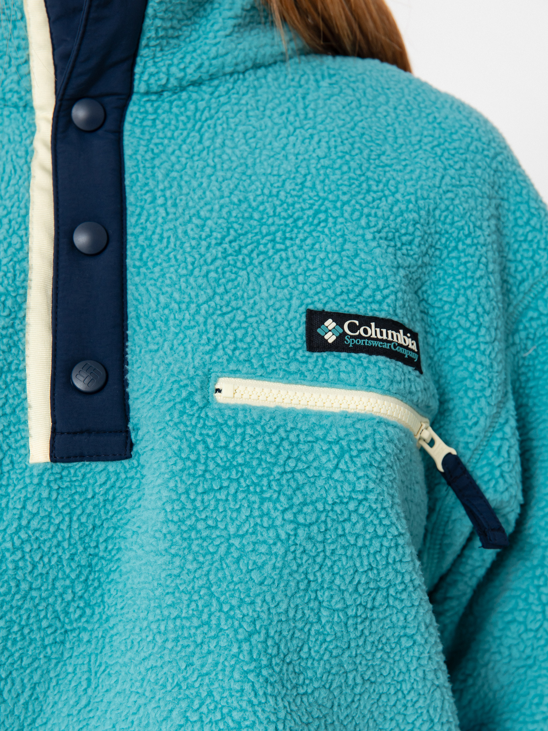 Womens Columbia Helvetia II Cropped Half Snap Fleece  (teal)