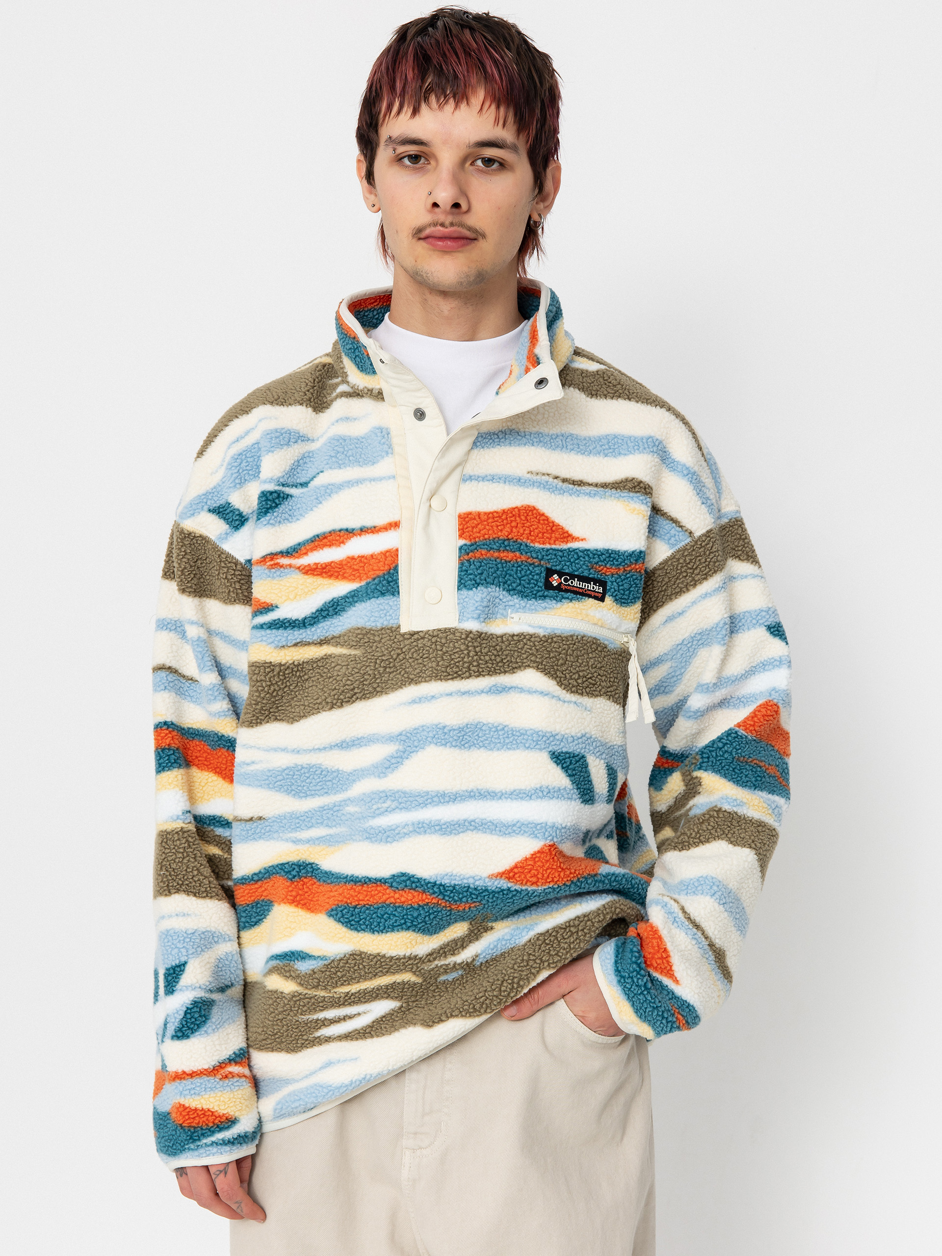 Columbia Helvetia II Printed Half Snap Fleece  (chalk rogue val)