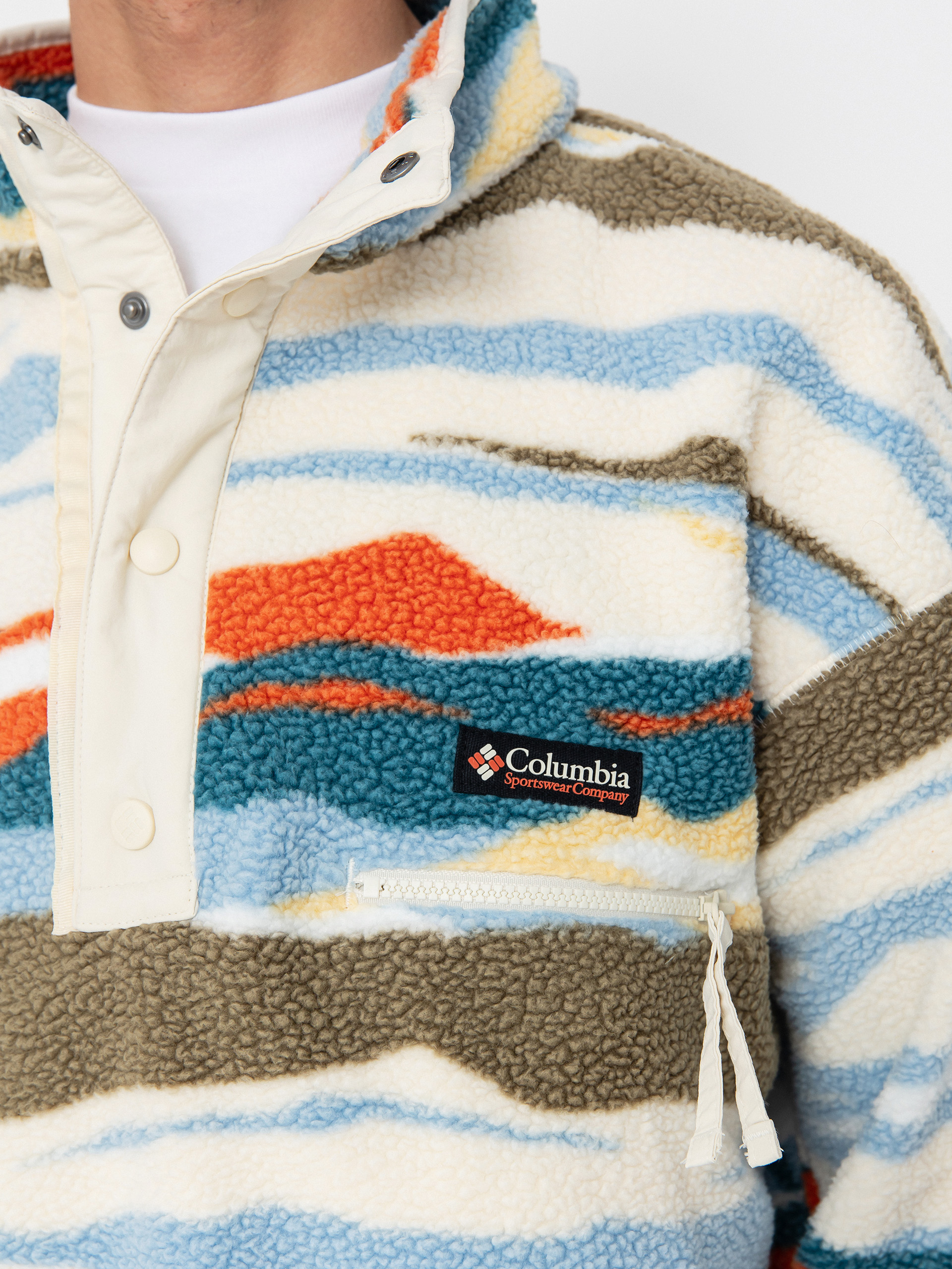 Mens Columbia Helvetia II Printed Half Snap Fleece  (chalk rogue val)