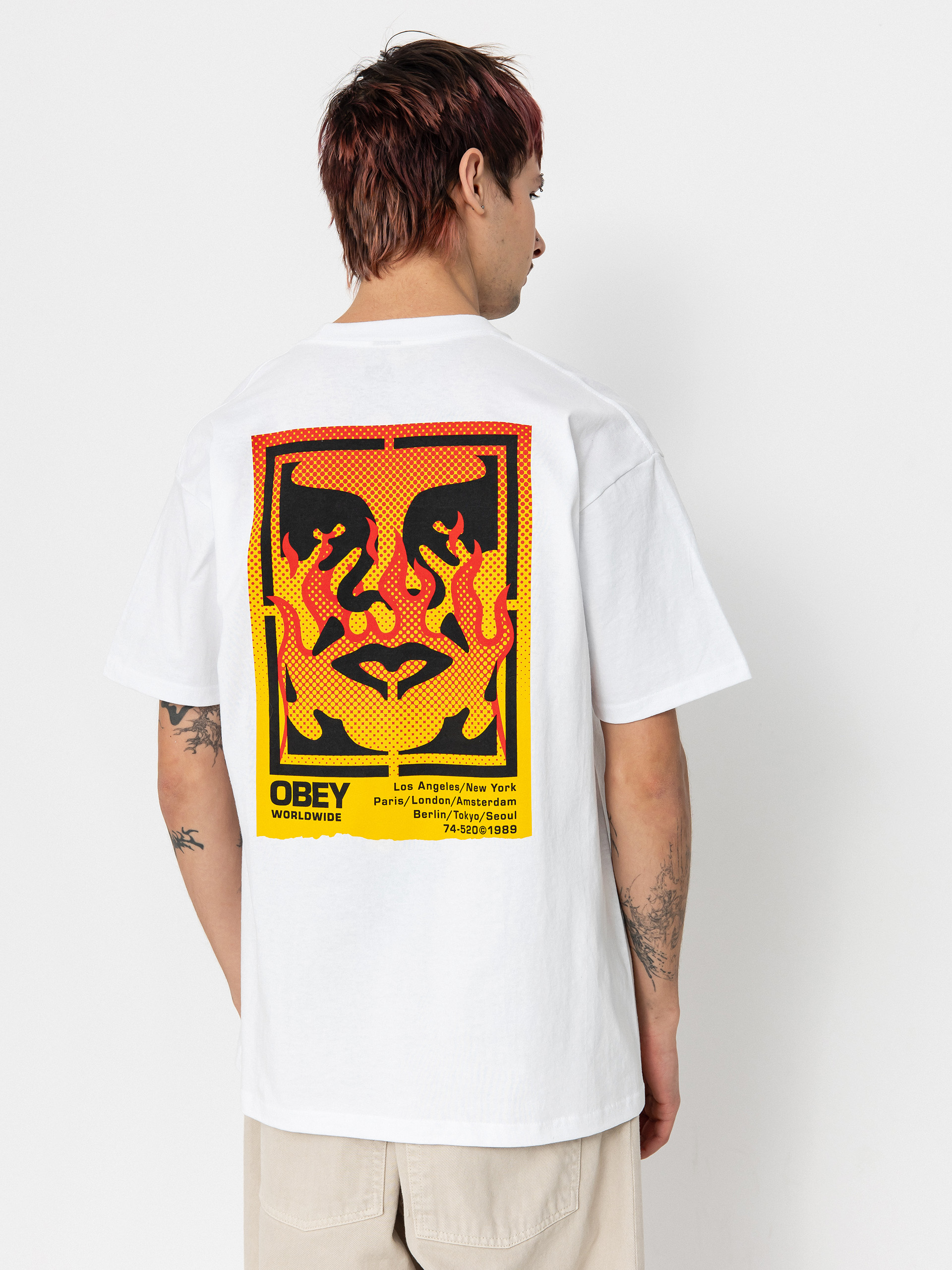 OBEY Icon Stencil Flame T-Shirt (white)