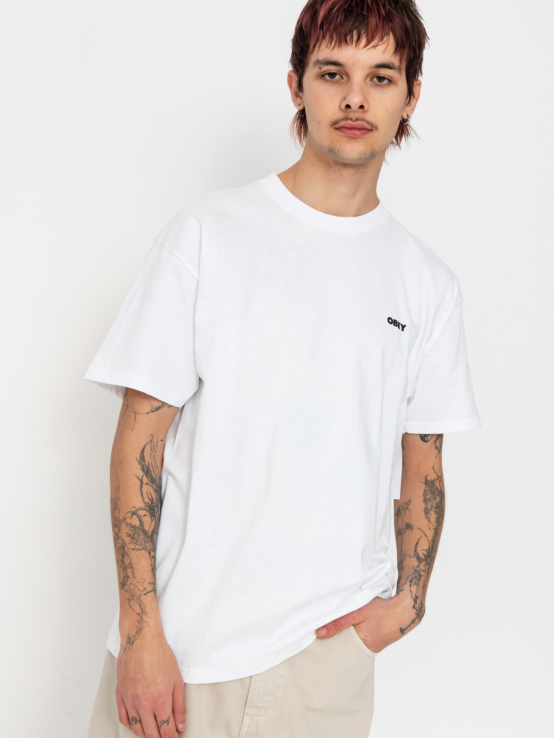★OBEY/オベイ★Icon Stencil Flame T-Shirt  Tシャツ 関税込★ オベイ OBEY OBEY ICON STENCIL FLAME TEE (WHITE) | 大阪心斎橋