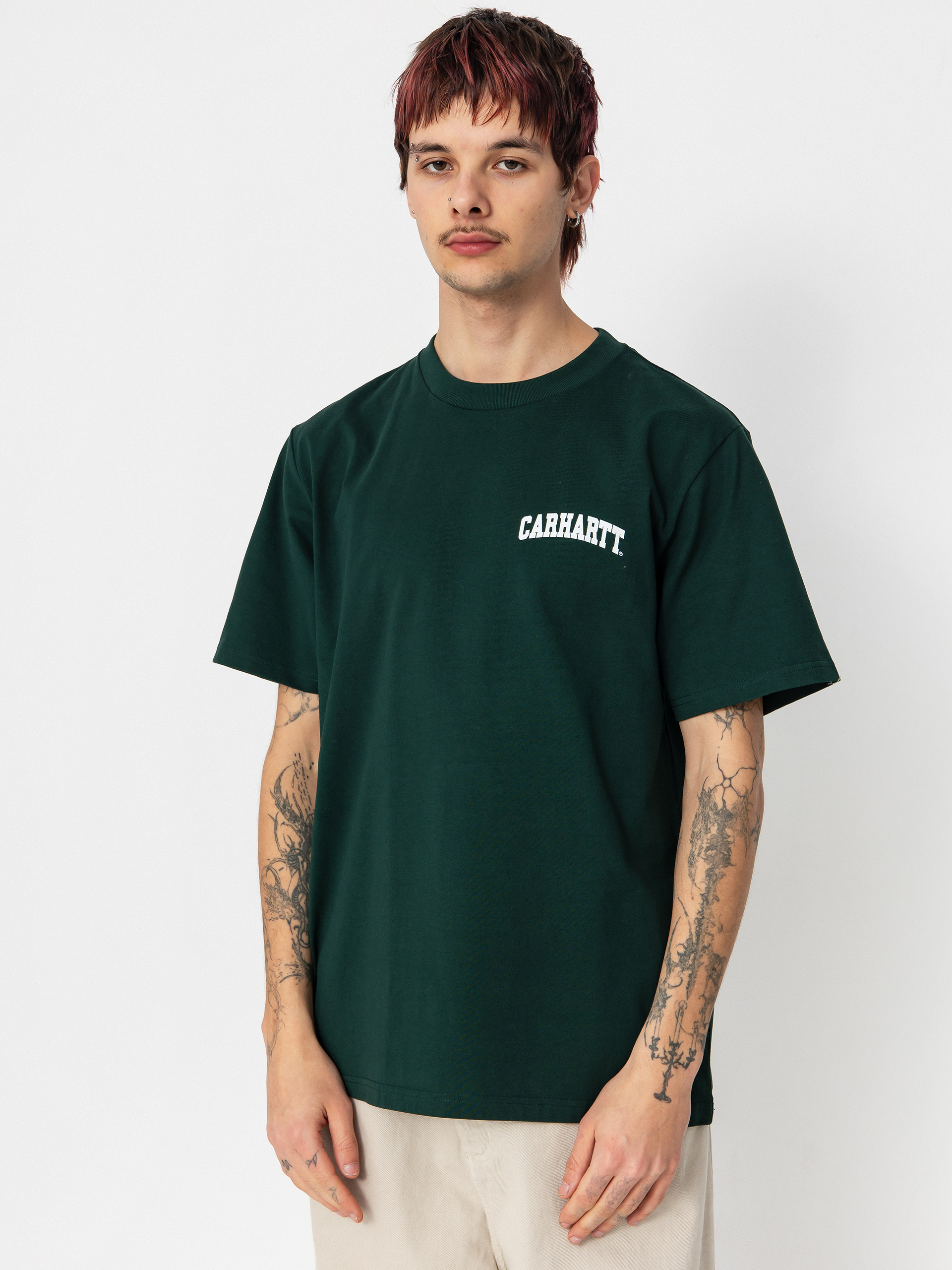 Carhartt WIP University Script T-Shirt (conifer/white)