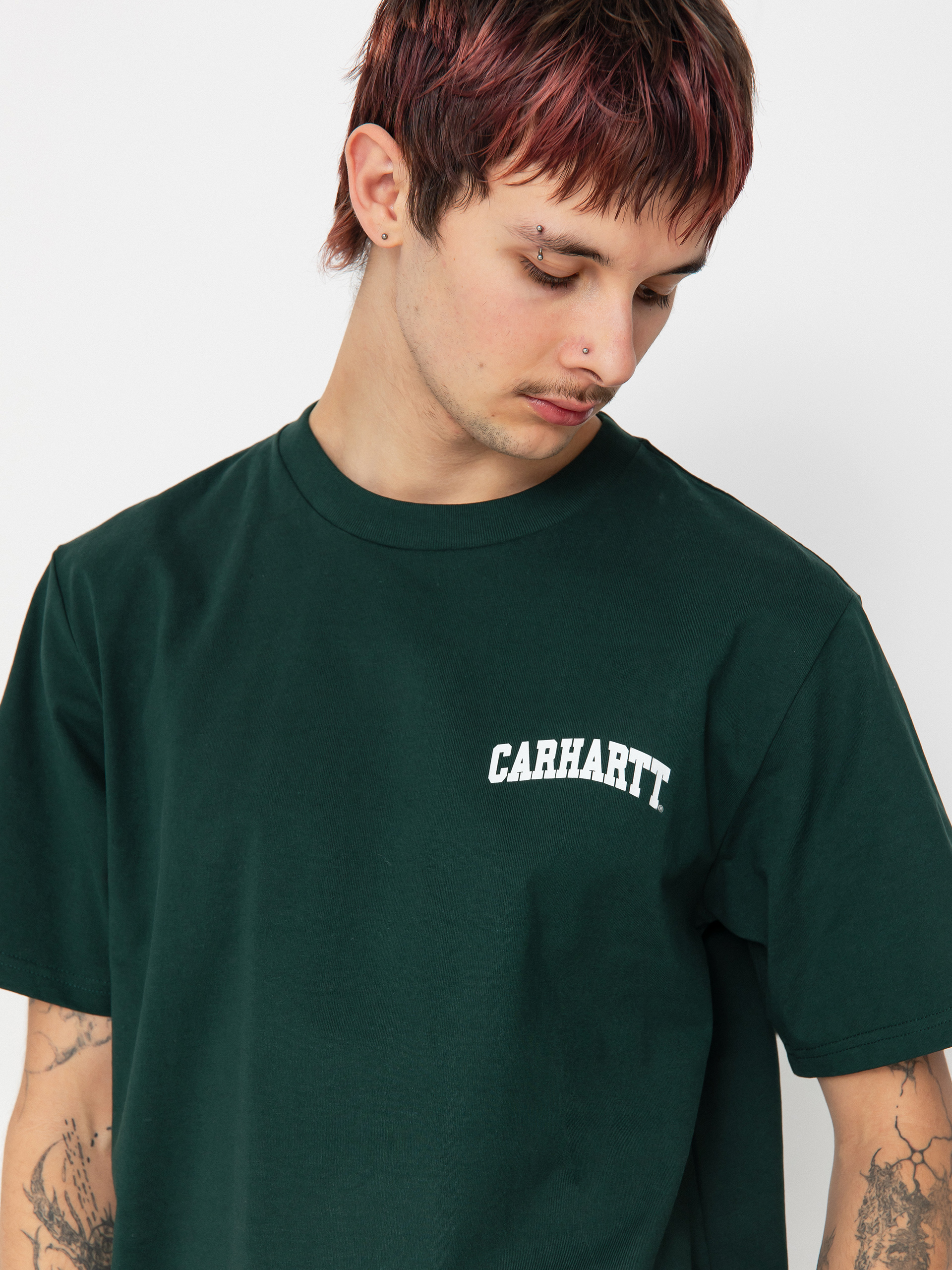 Carhartt WIP University Script T-Shirt (conifer/white)