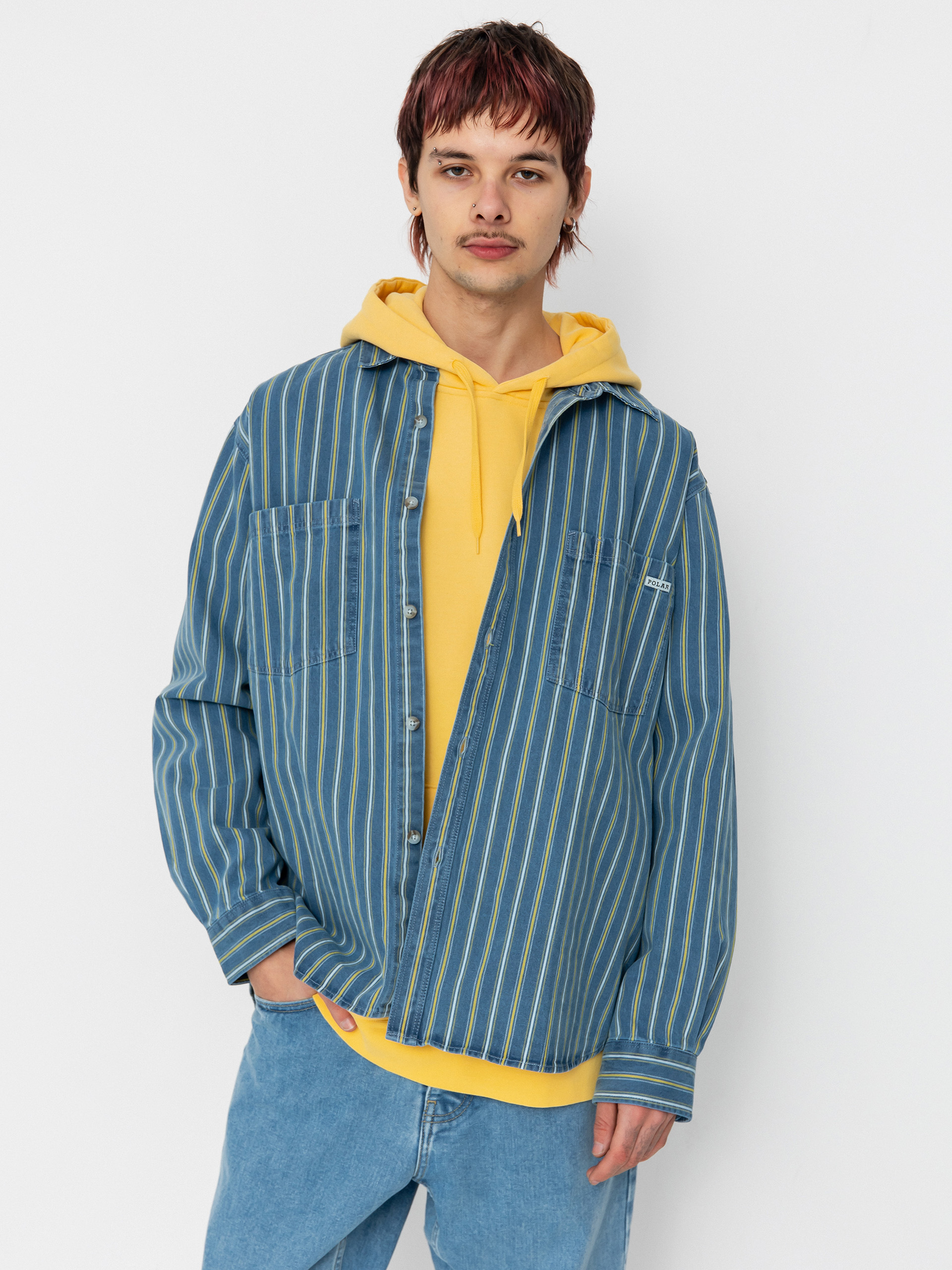 Polar Skate Mike Denim Shirt (blue/yellow)