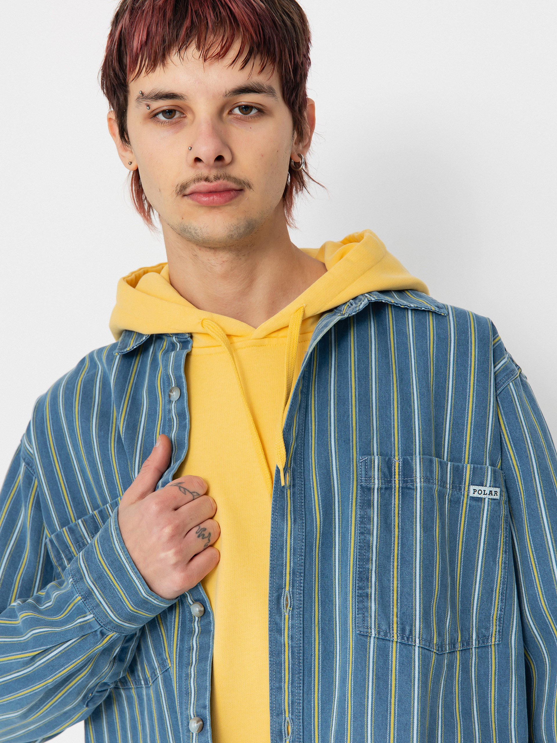 Polar Skate Mike Denim Hemd (blue/yellow)