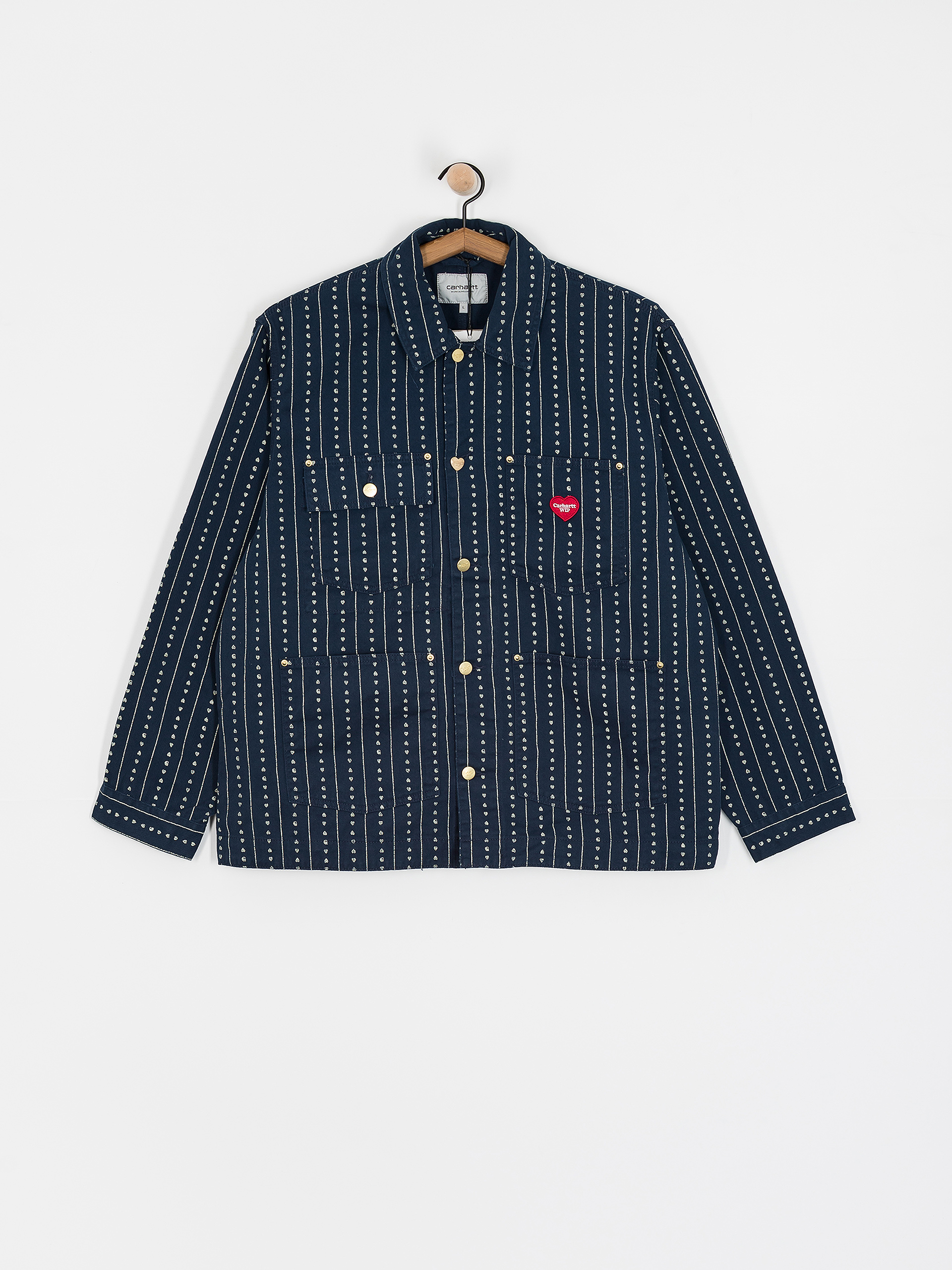 Carhartt WIP Drewe Chore Coat Jacket - blue (heart c pinstripe/ink