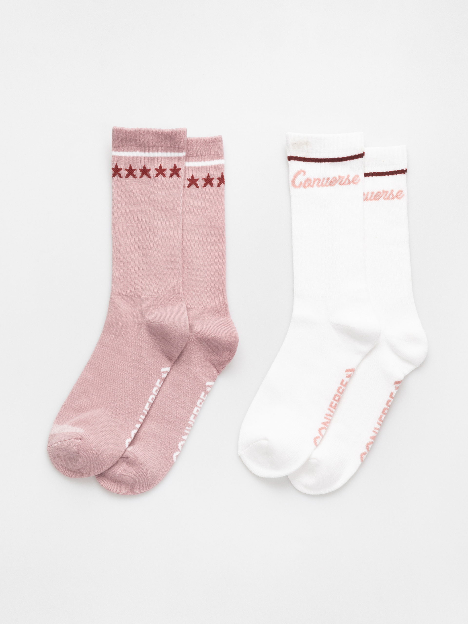 Converse Stars Retro Logo Crew 2Pk Wmn Socken (white/horizon pink)