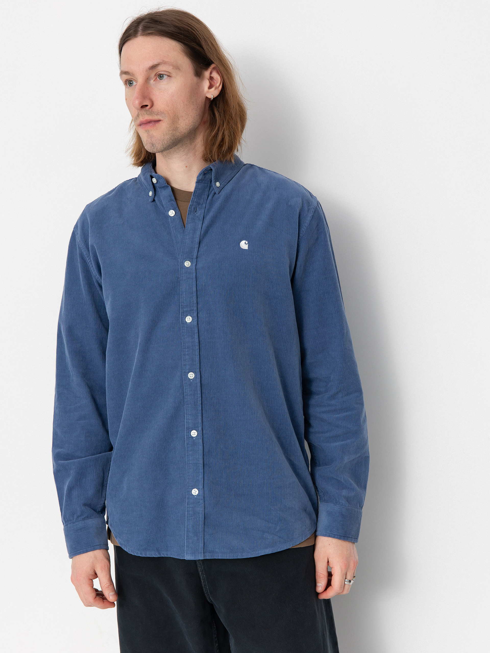 Carhartt WIP Madison Fine Cord Hemd (blue iris/wax)