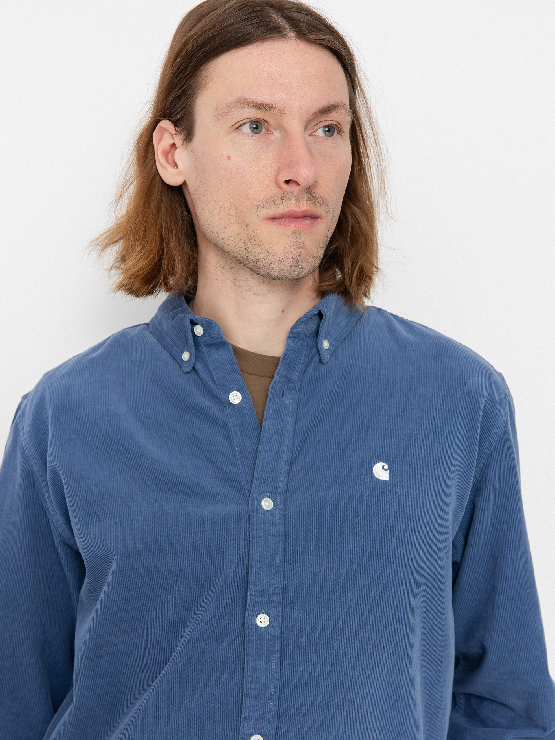 Carhartt WIP Madison Fine Cord Hemd (blue iris/wax)