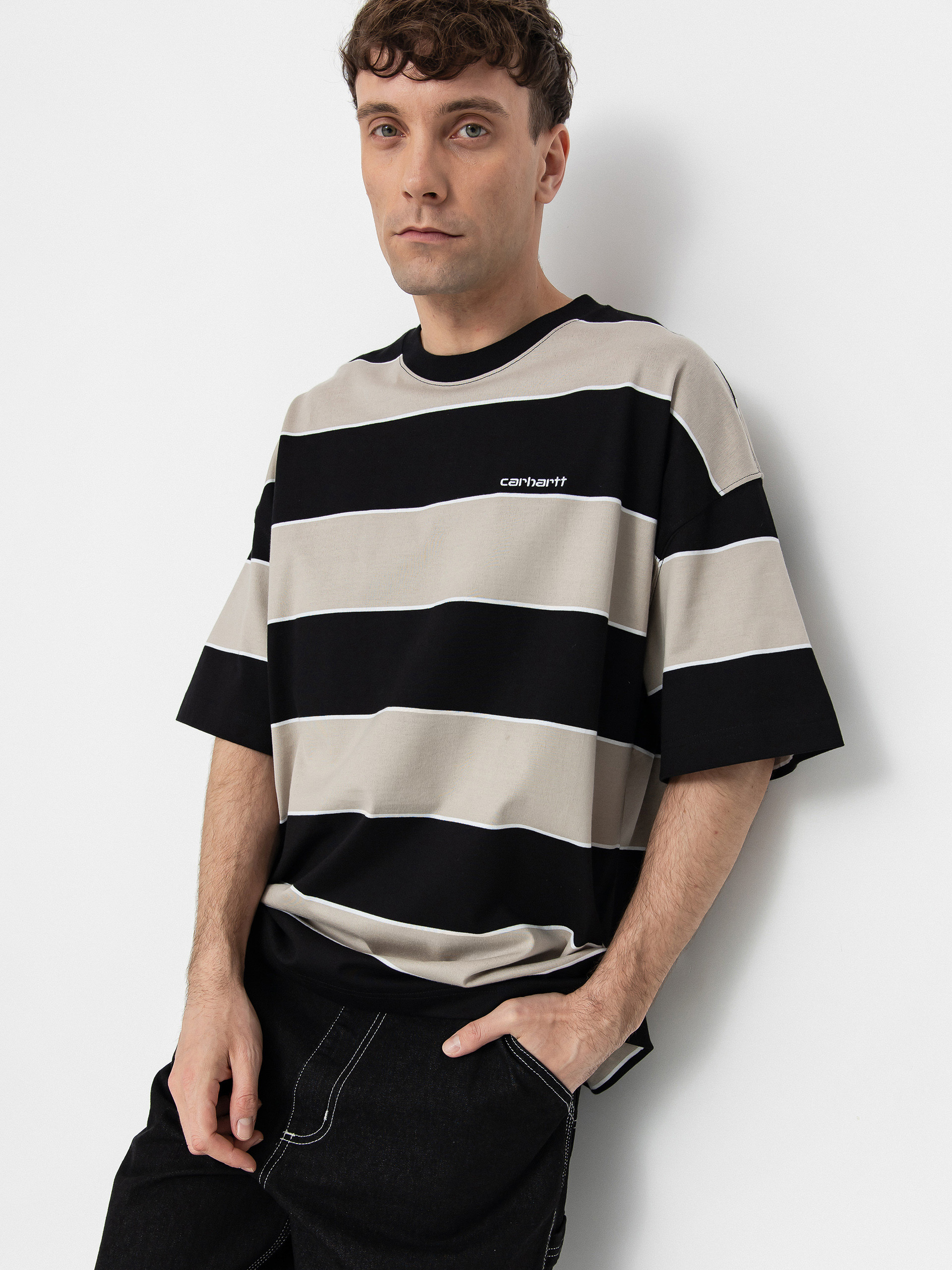 Carhartt WIP T-Shirt Quinby - Schwarz (quinby stripe/black)