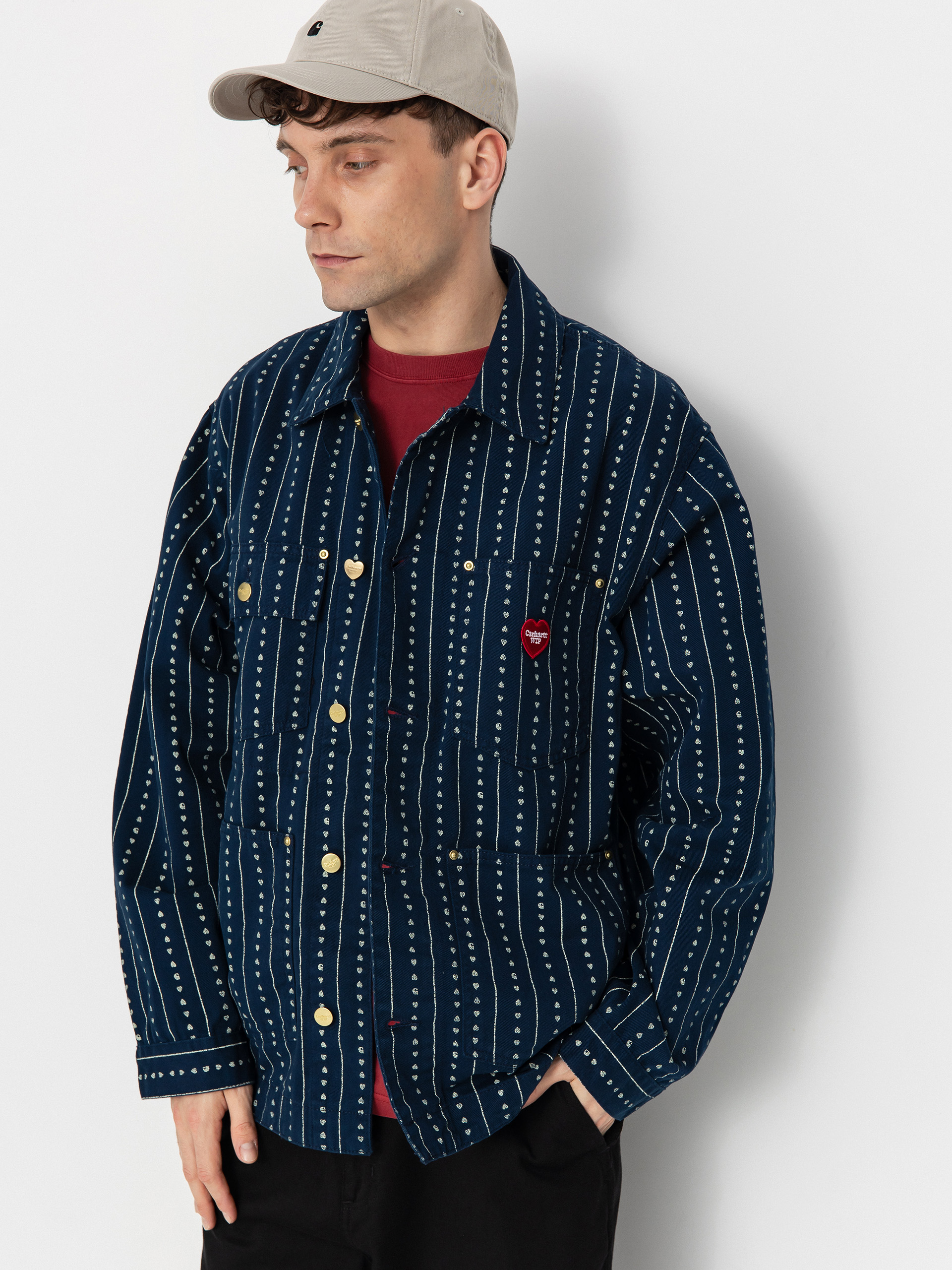 Carhartt WIP Drewe Chore Coat Jacket - blue (heart c pinstripe/ink 
