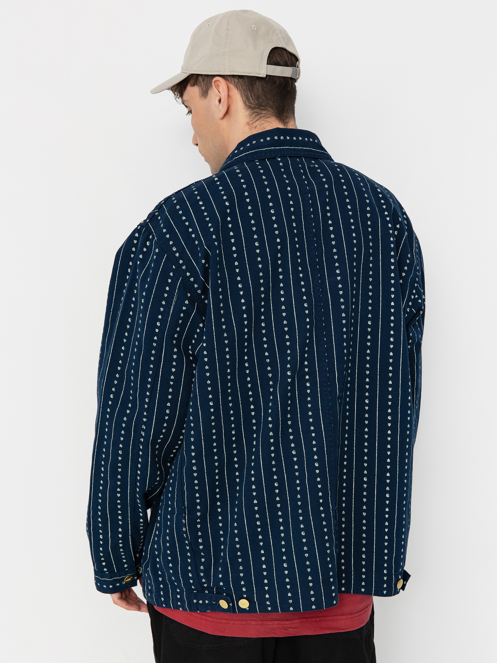 Carhartt WIP Drewe Chore Coat Jacket (heart c pinstripe/ink/natural)