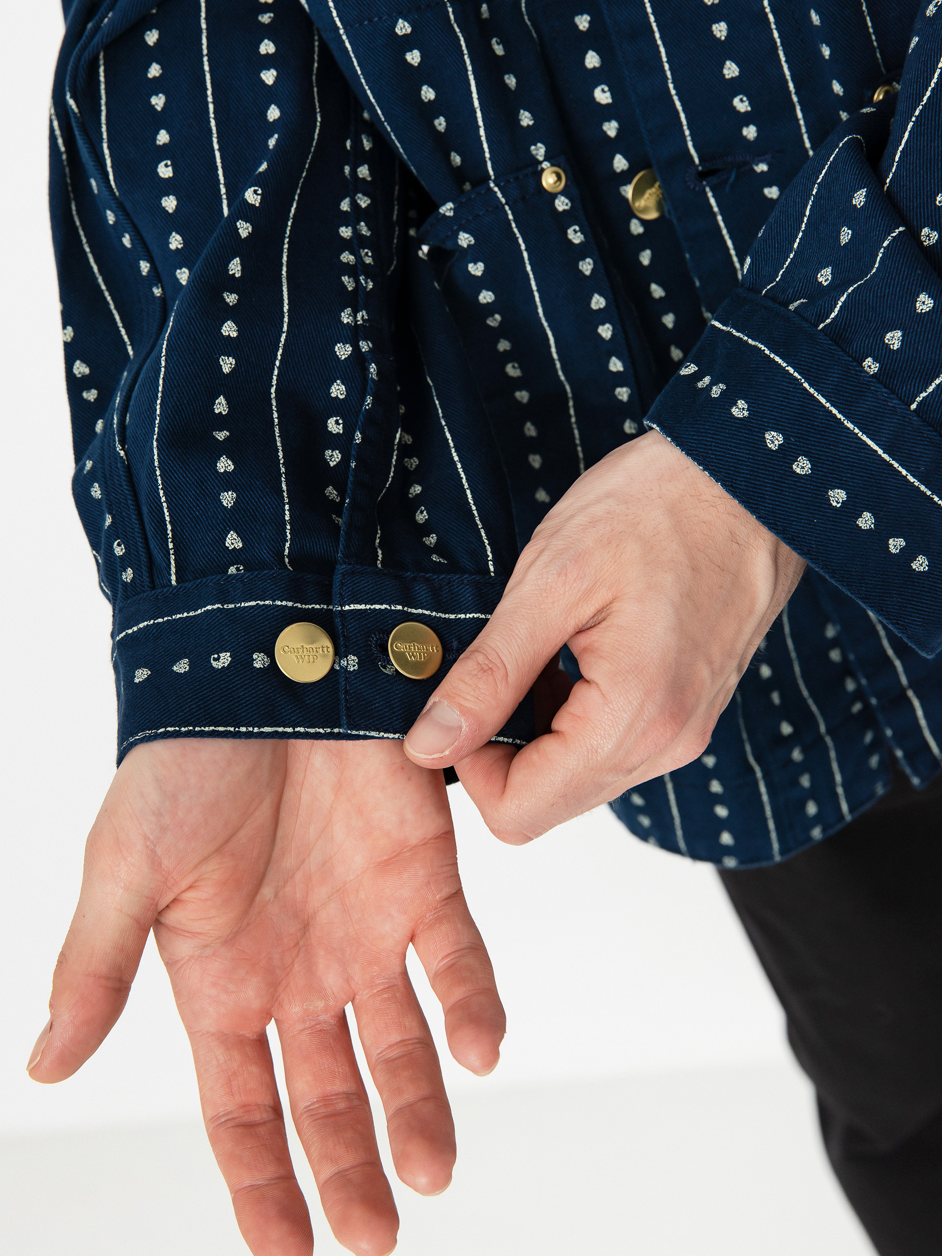 Carhartt WIP Drewe Chore Coat Jacket (heart c pinstripe/ink/natural)