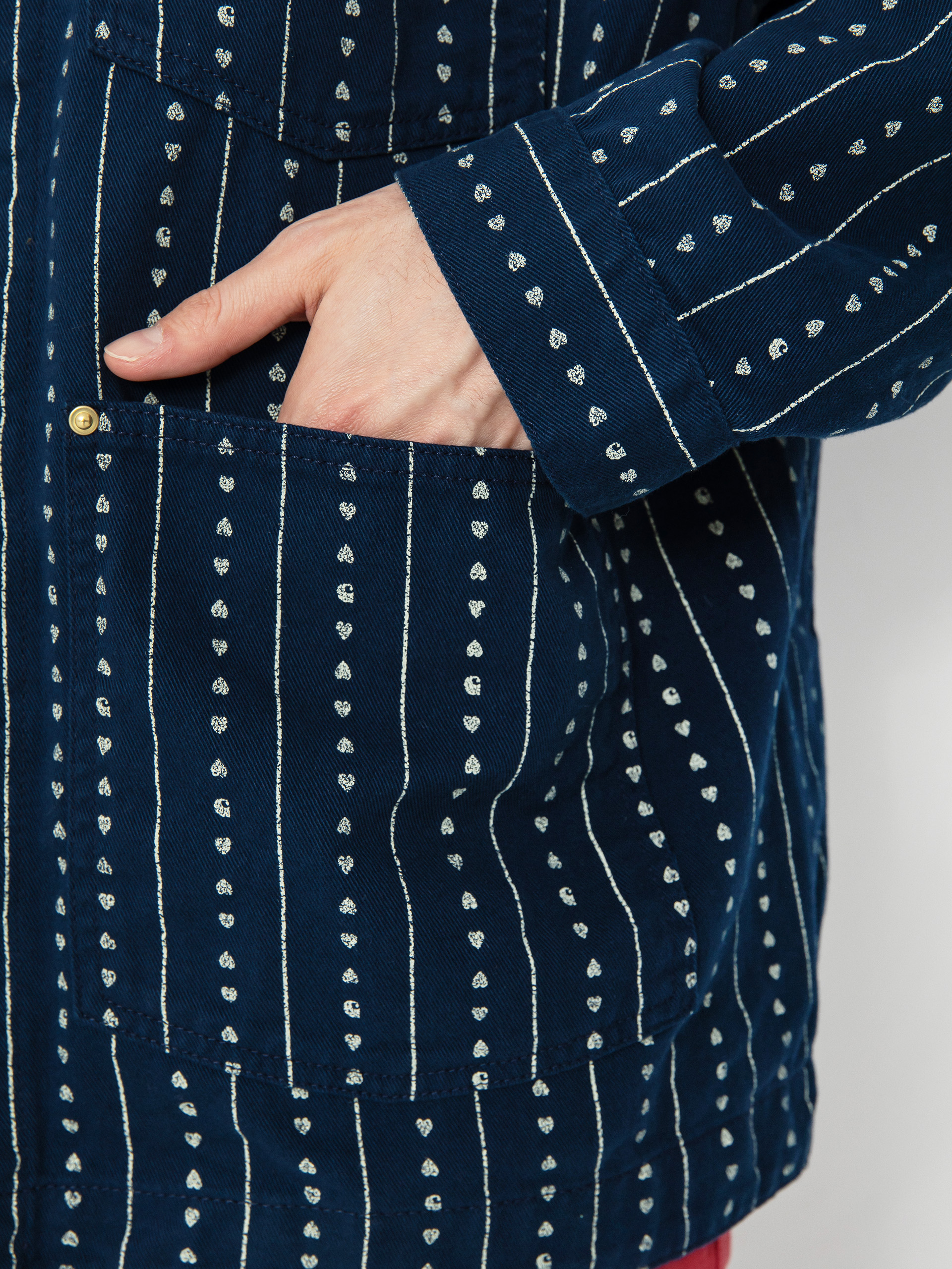 Carhartt WIP Drewe Chore Coat Jacket (heart c pinstripe/ink/natural)