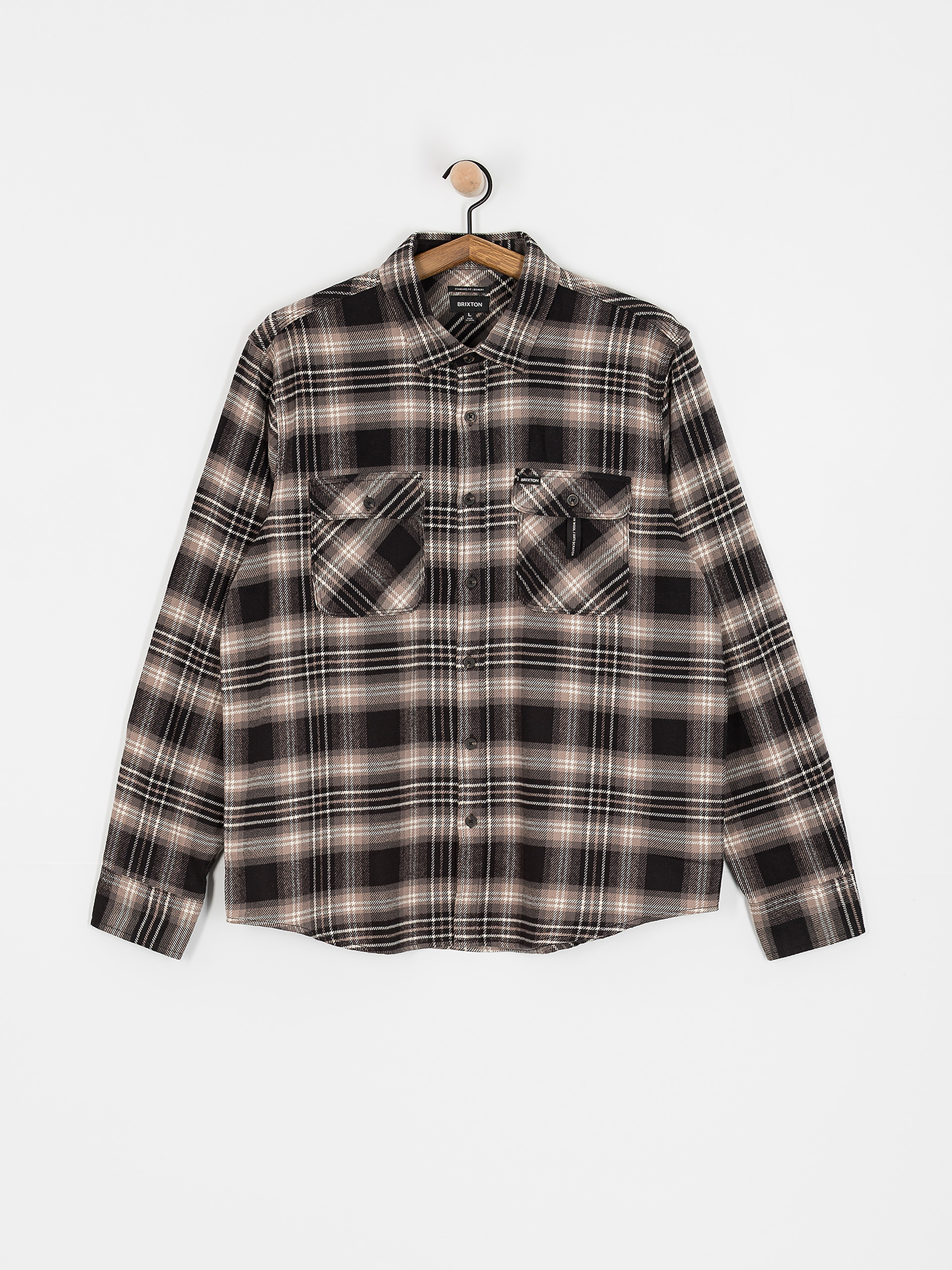 Brixton Bowery Flannel Hemd (black/charcoal/beige)