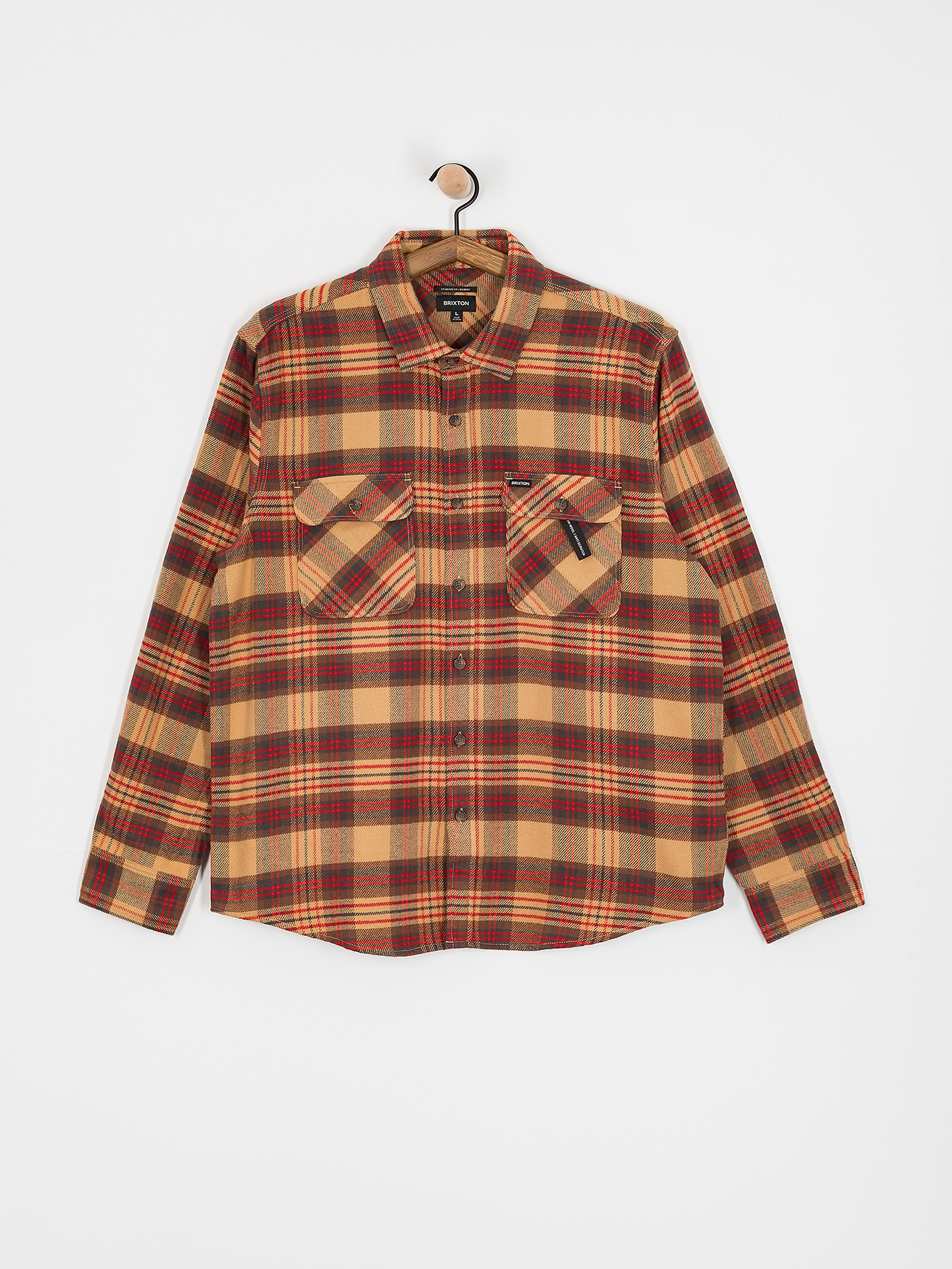 Brixton Bowery Flannel Hemd (curry/washed black/crimson)