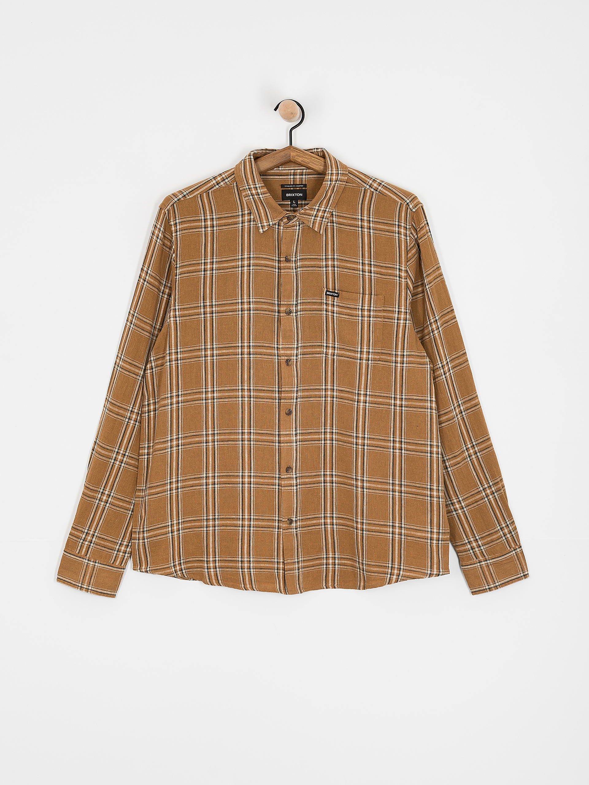 Brixton Charter Linen Blend Ls Hemd (washed cooper/whitecap plaid)