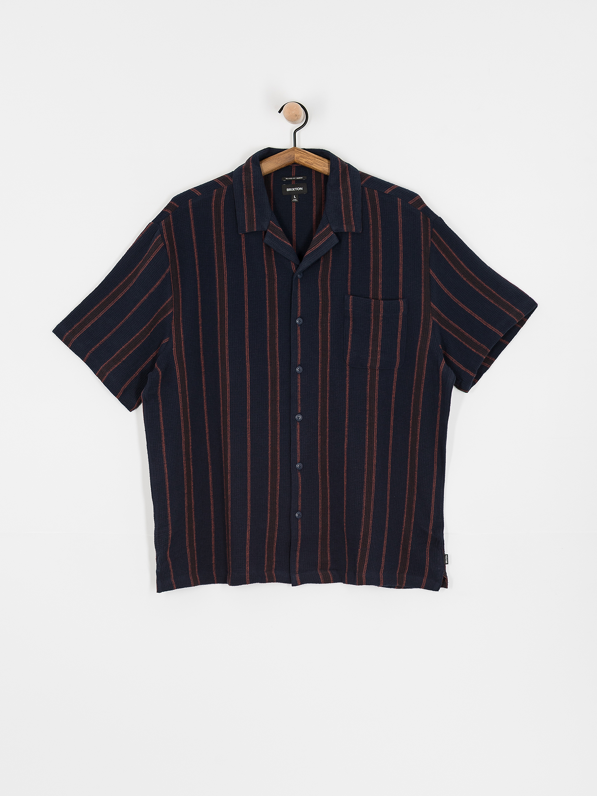 Brixton Bunker Waffle Stripe Hemd (washed navy stripe)