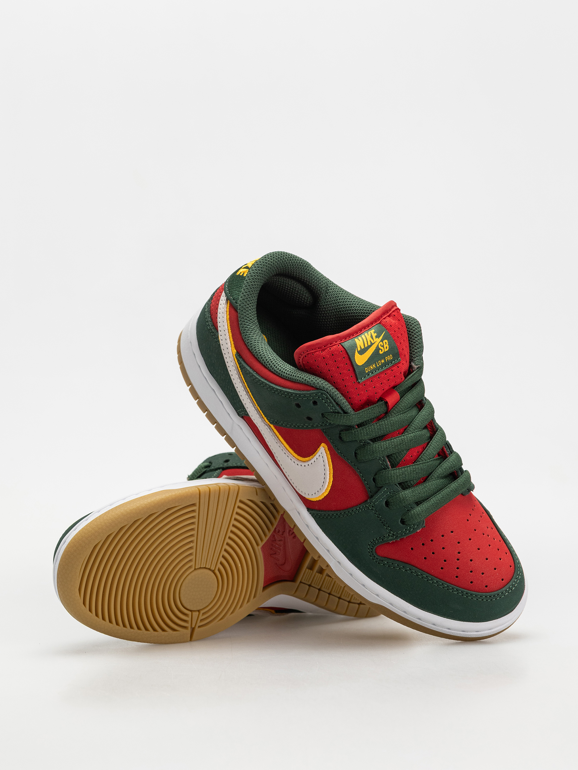 Nike SB Dunk Low Pro Prm Shoes (fir/white university gold fire red)
