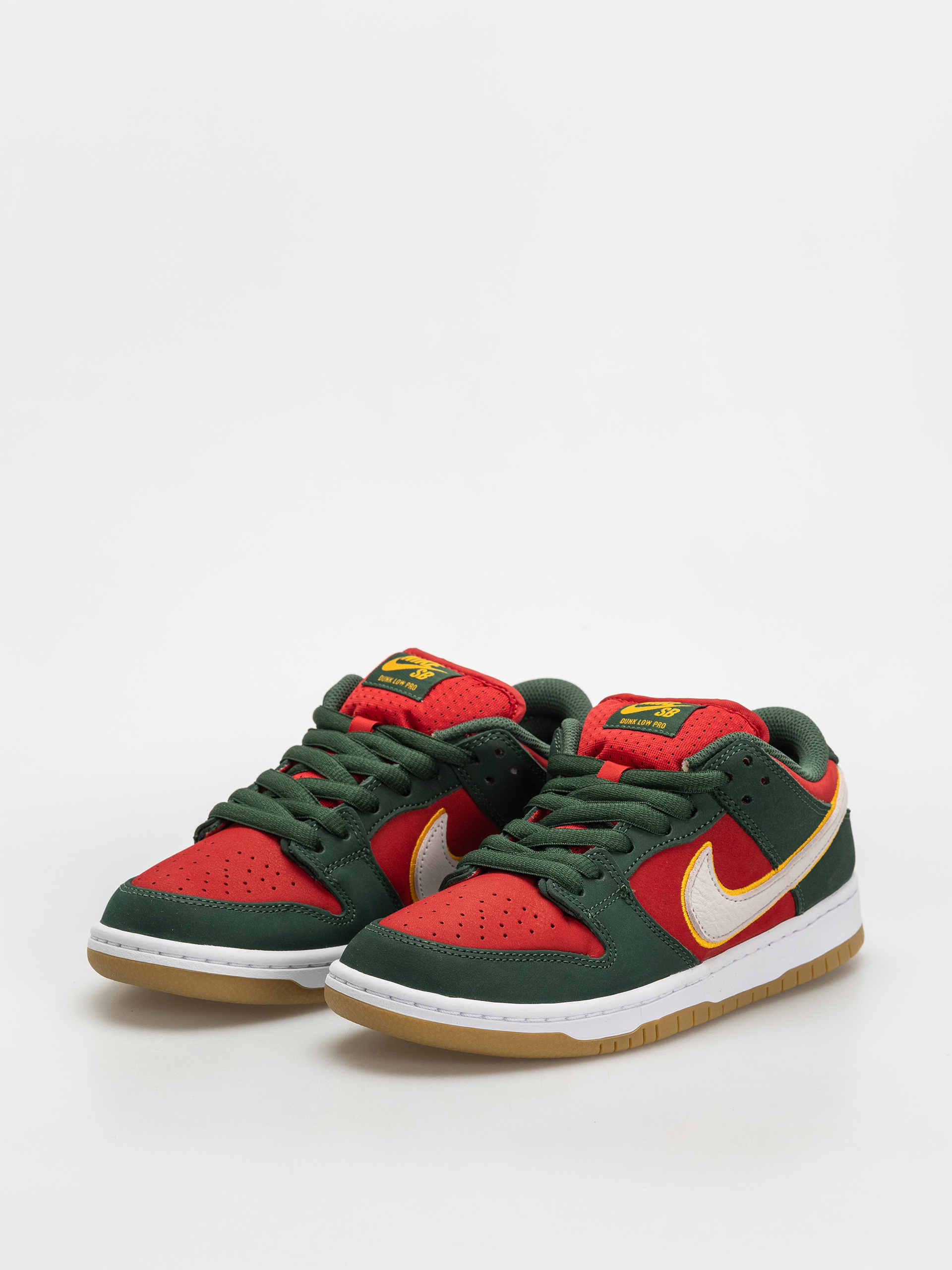 Nike SB Dunk Low Pro Prm Shoes - red, green (fir/white