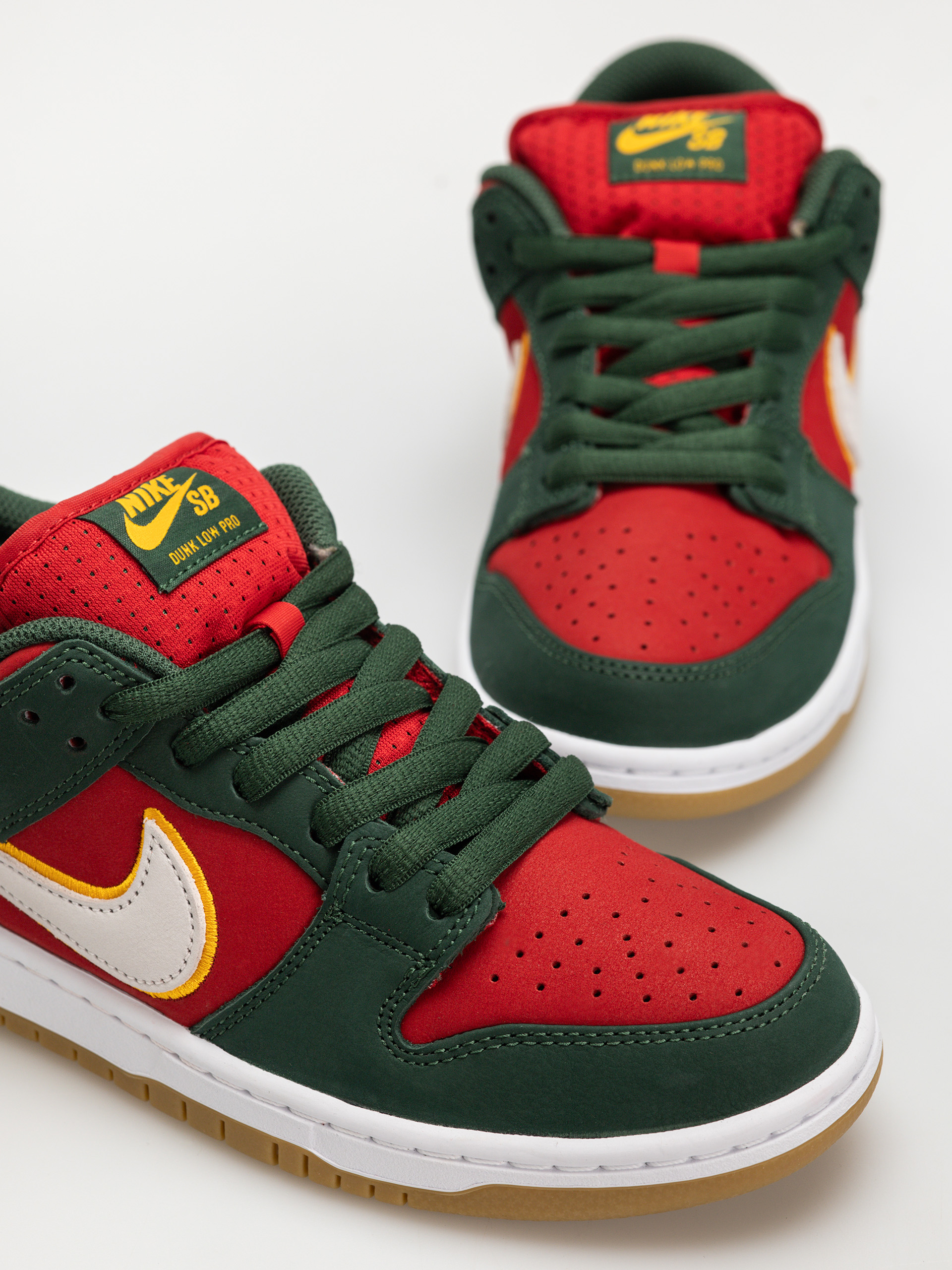 Nike SB Dunk Low Pro Prm Shoes (fir/white university gold fire red)