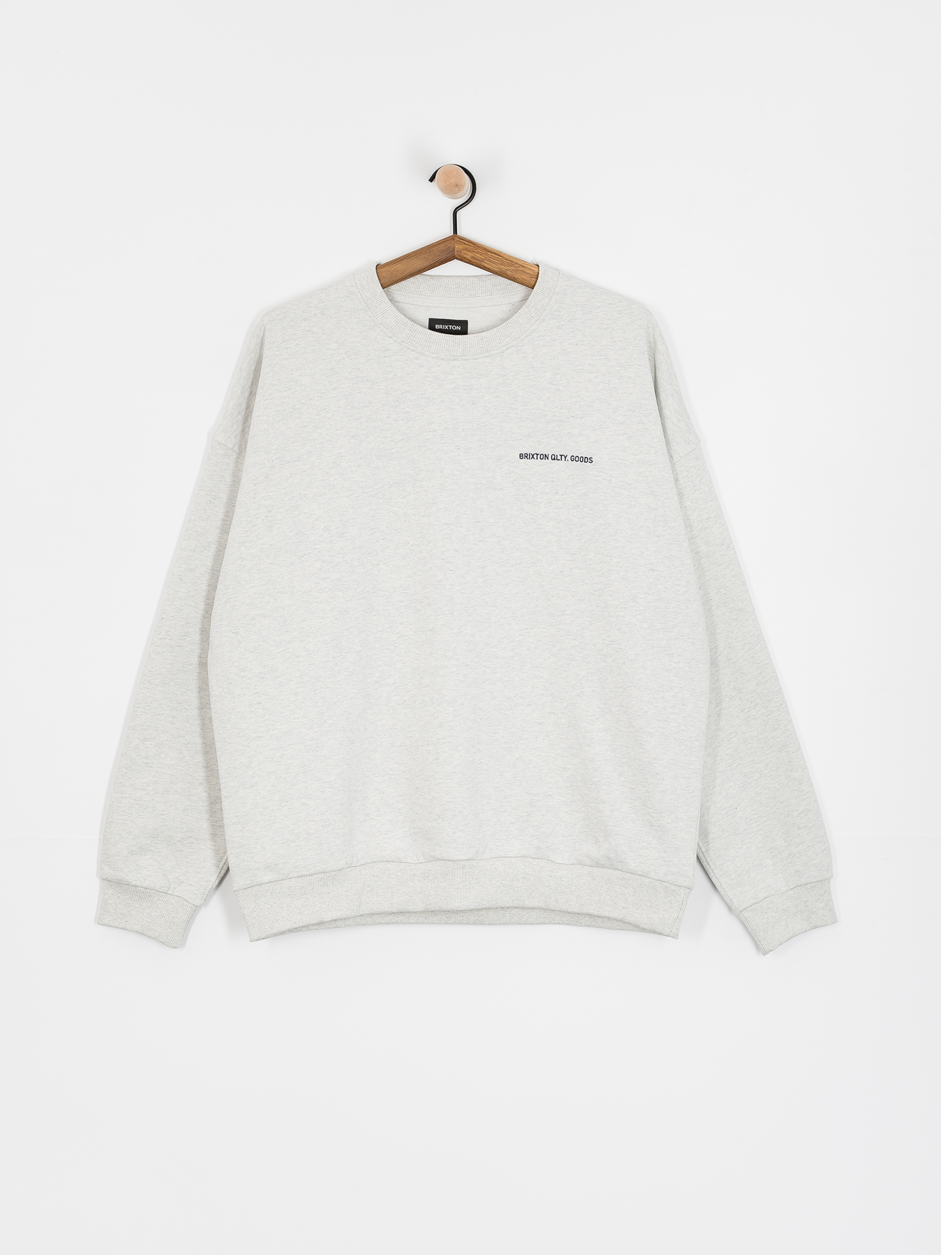 Brixton Embroidered Heavy Weight Crew Sweatshirt (heather grey ash)