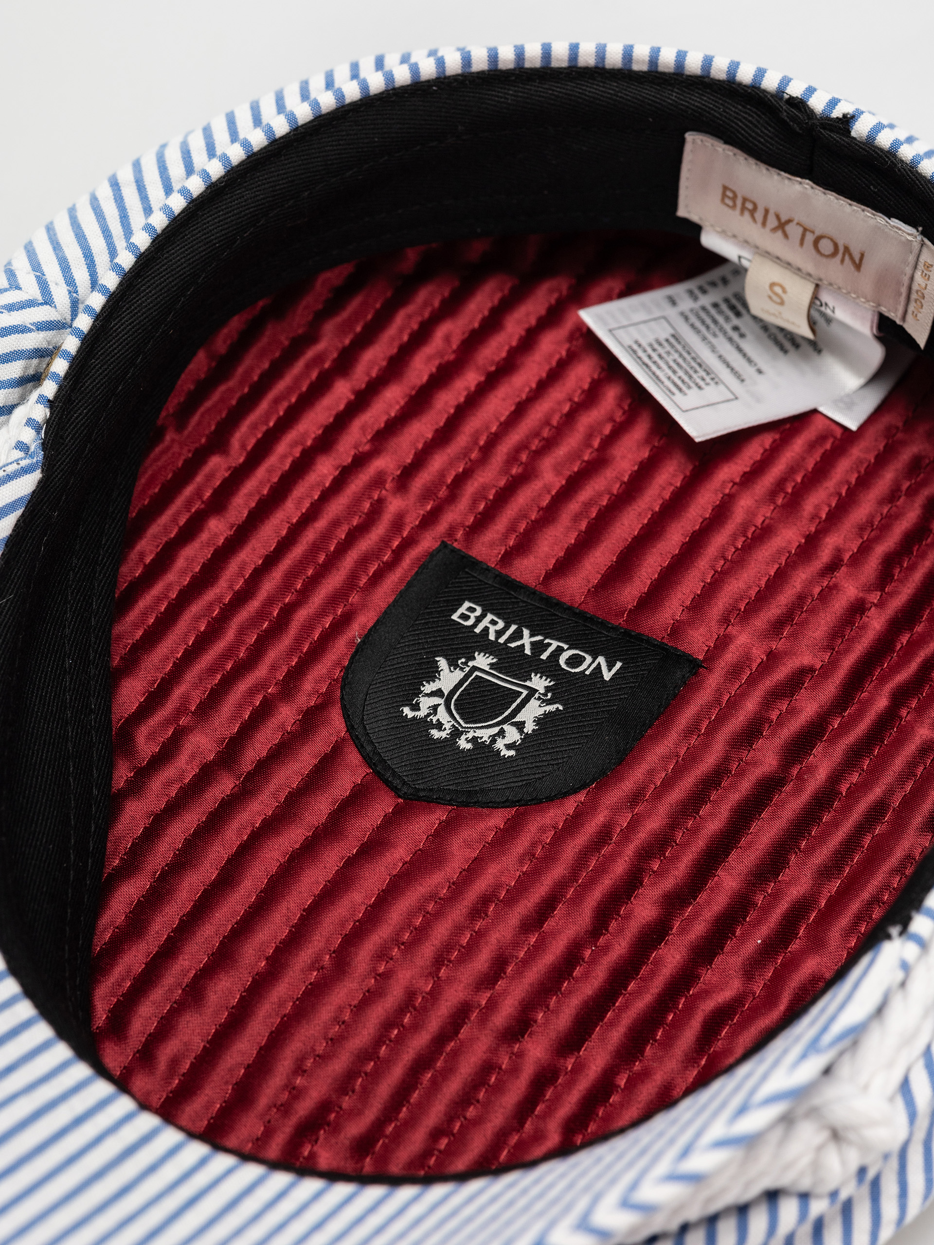 Brixton Fiddler Cap Schirmmütze (off white/blue seersucker)