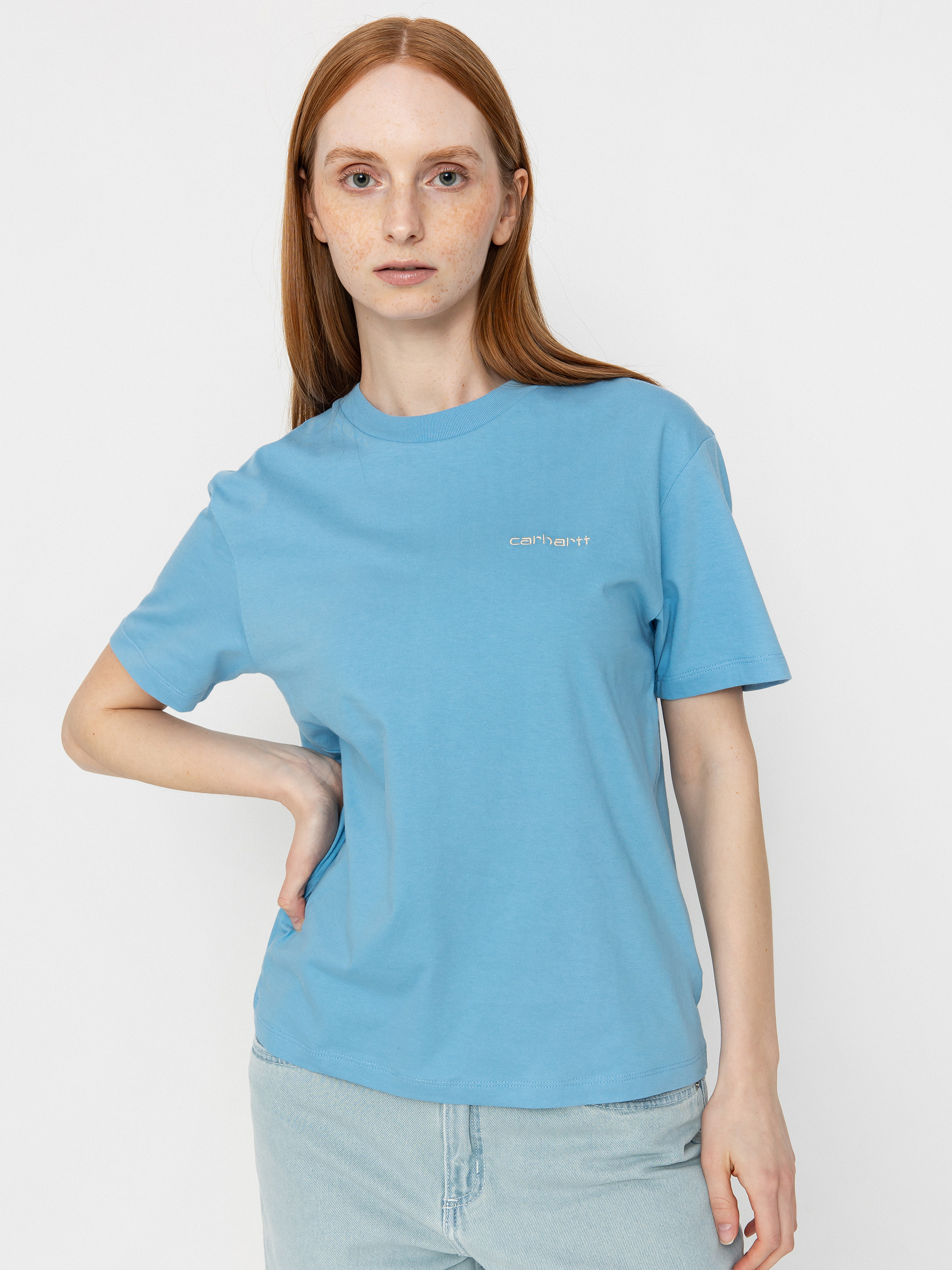 Carhartt WIP Script Embroidery Wmn T-Shirt blue (bluebird/fleur