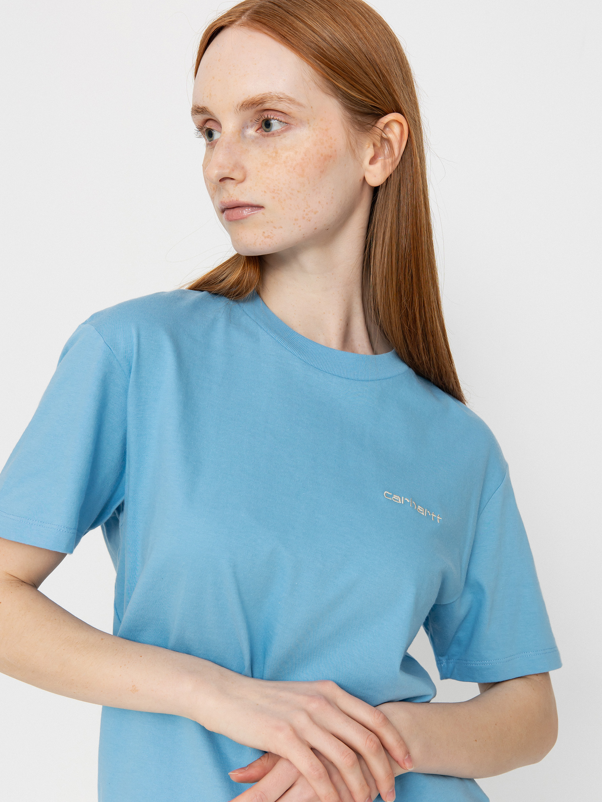 Carhartt WIP Script Embroidery Wmn T-Shirt (bluebird/fleur de sel)