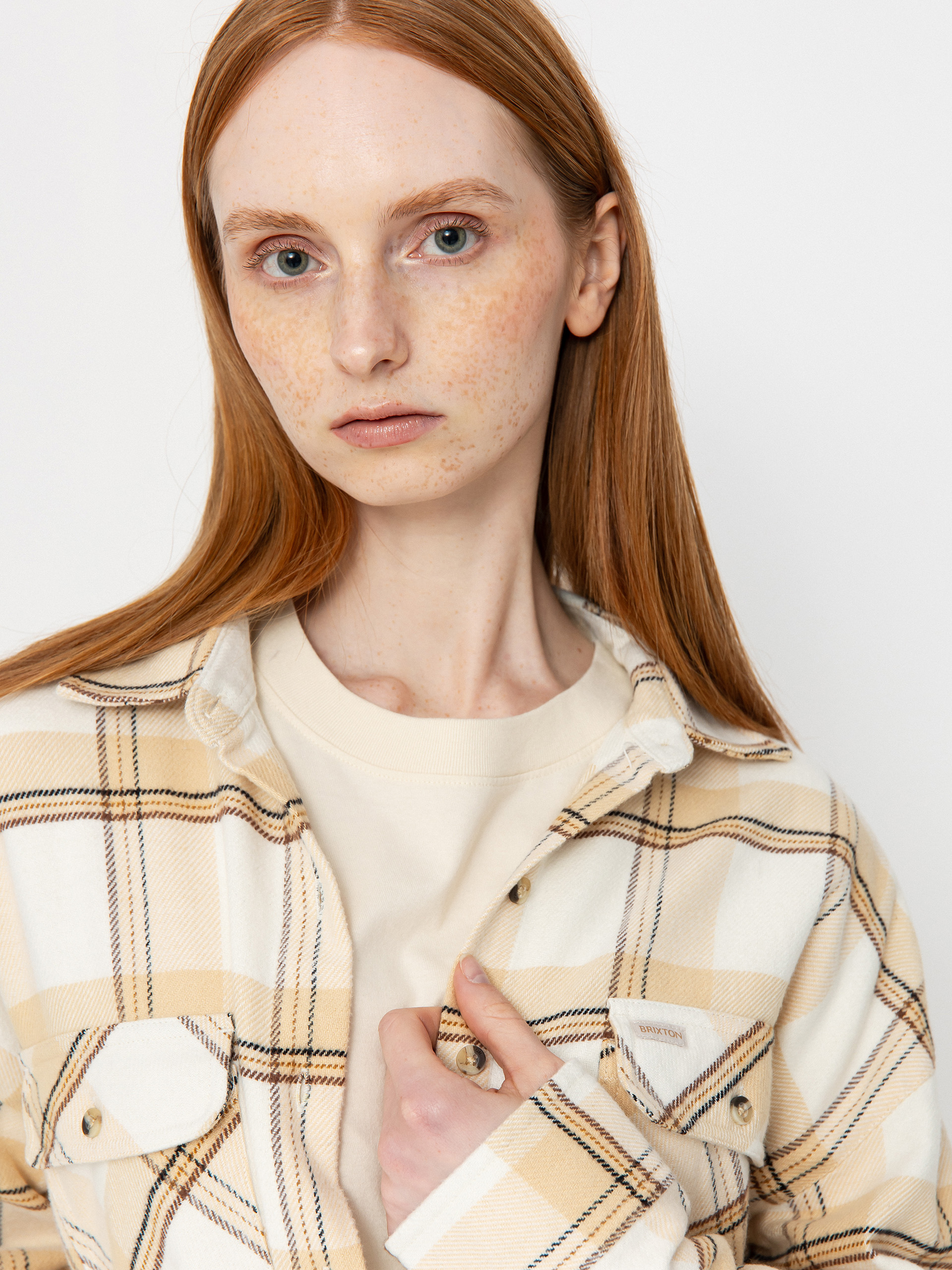 Brixton Bowery Classic Flannel Wmn Hemd (off white/semolina/washed copp)