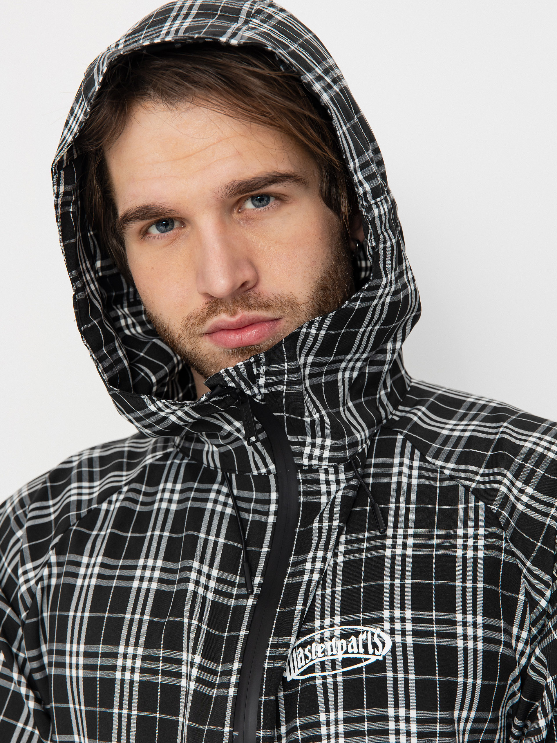 Wasted Paris Yard Tartan Windbreaker Jacket (black/white)