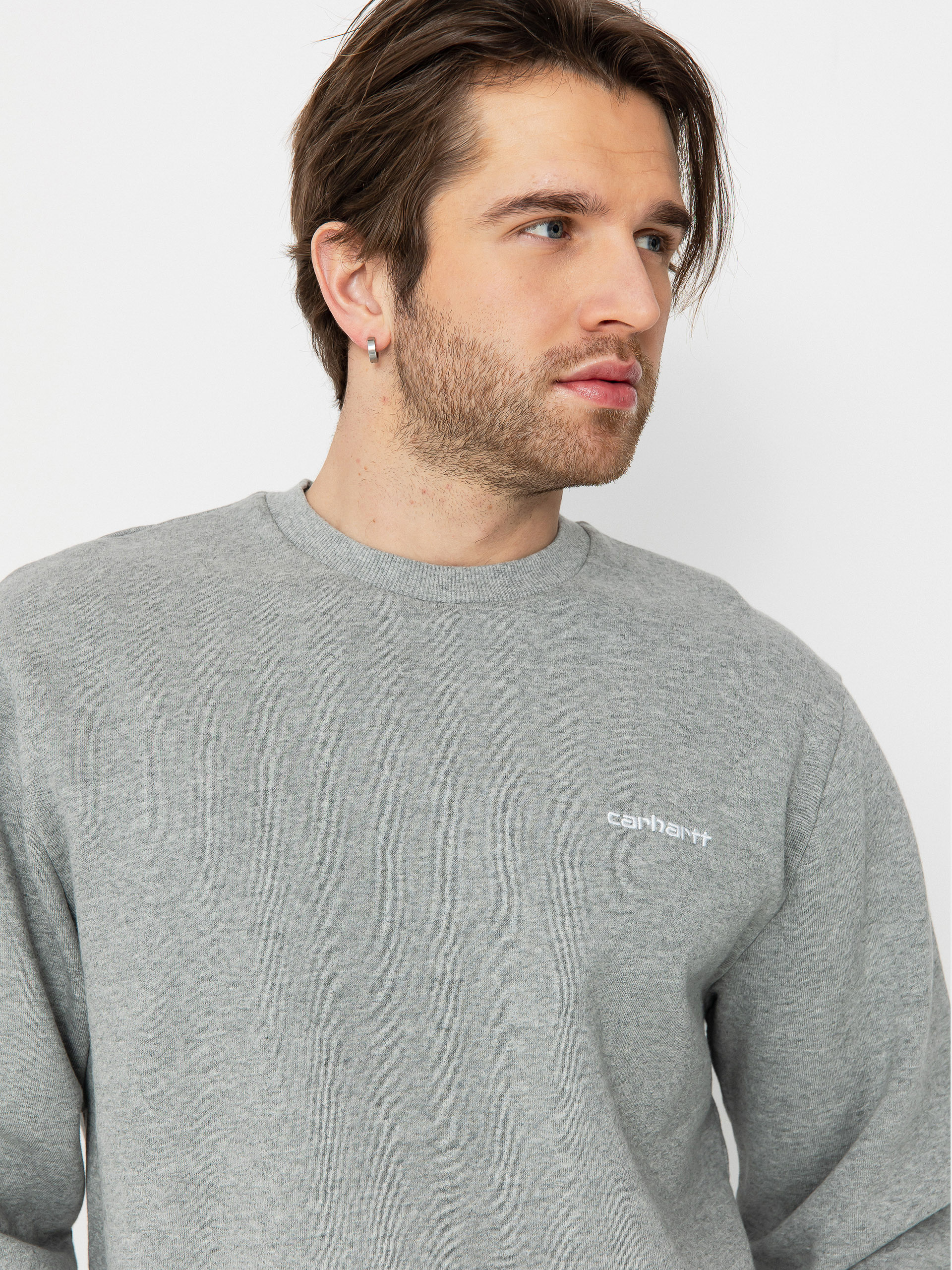 Carhartt WIP Script Embroidery Sweatshirt (grey heather/white)