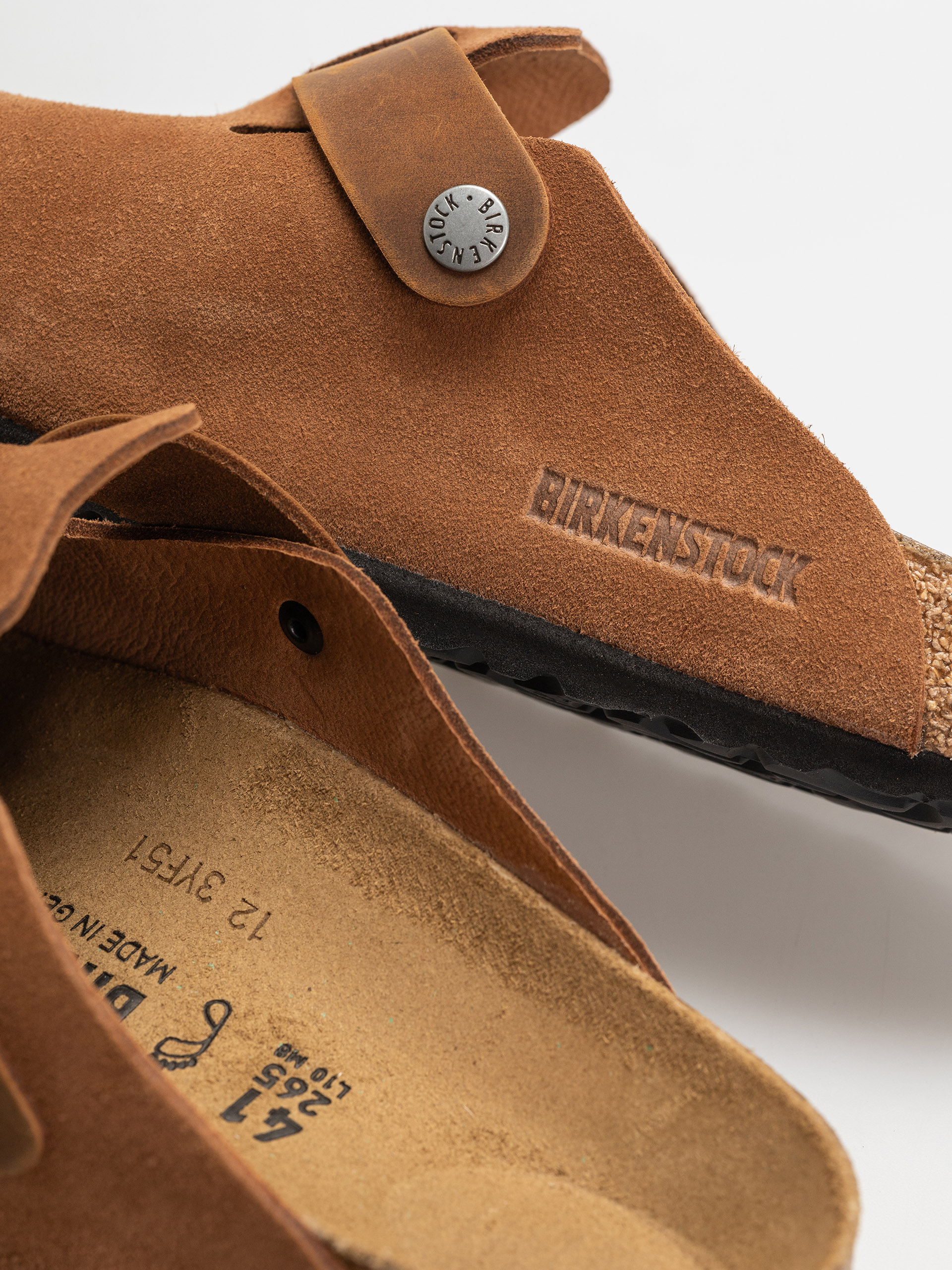Birkenstock Boston Suede Oiled Leather Regular Flip-flops (cognac)