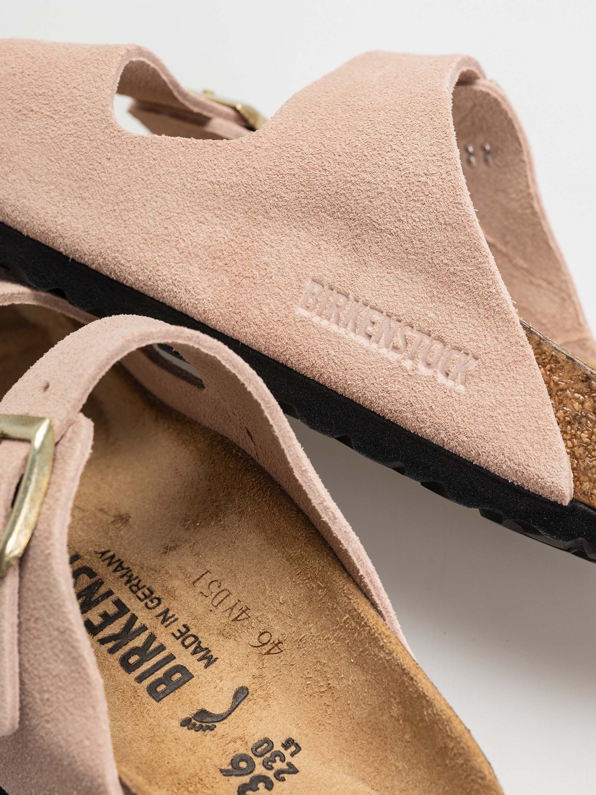 Birkenstock Arizona Suede Leather Narrow Wmn Flip Flops (light rose)