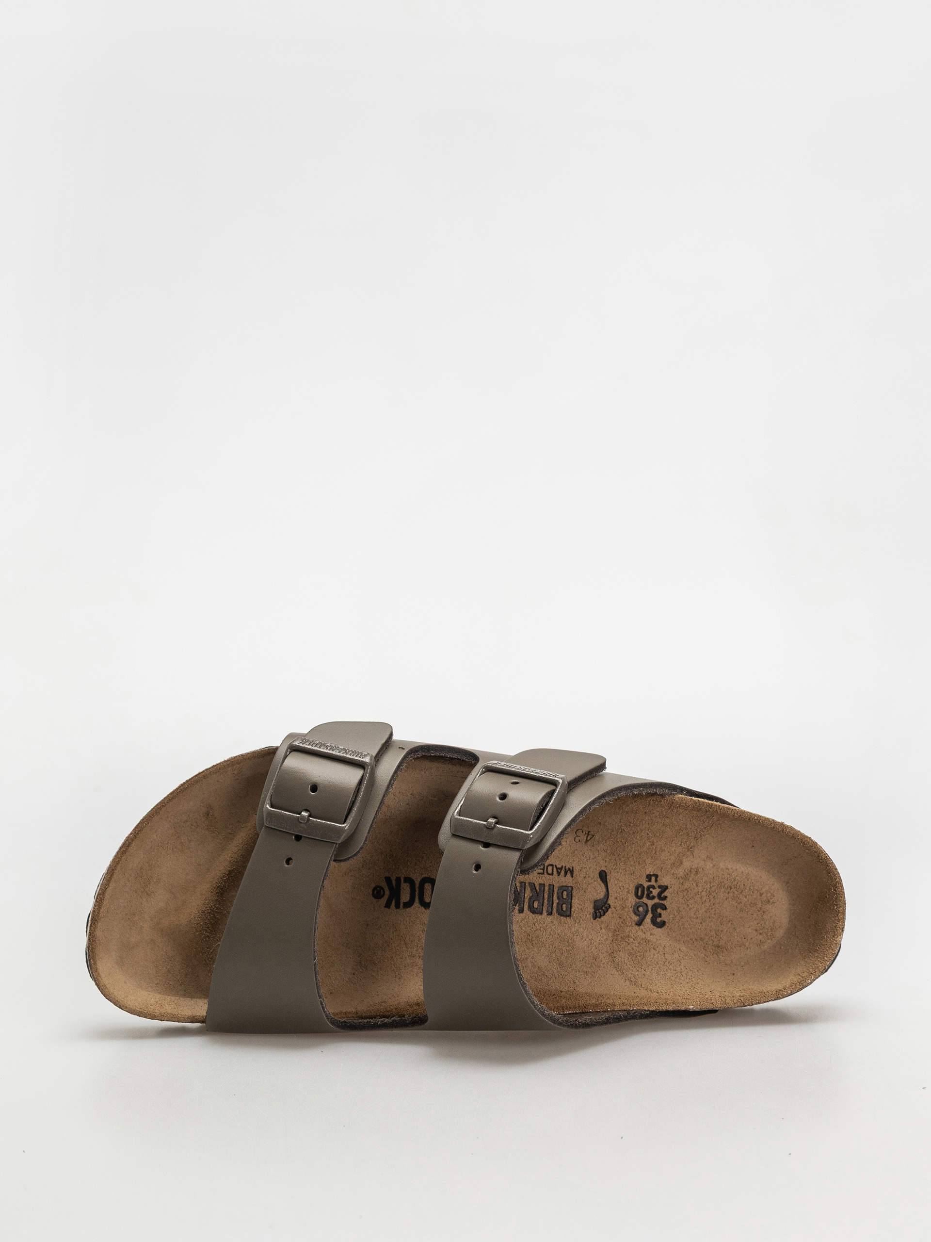 Birkenstock Arizona Natural Leather Narrow Wmn Flip Flops (concrete gray)
