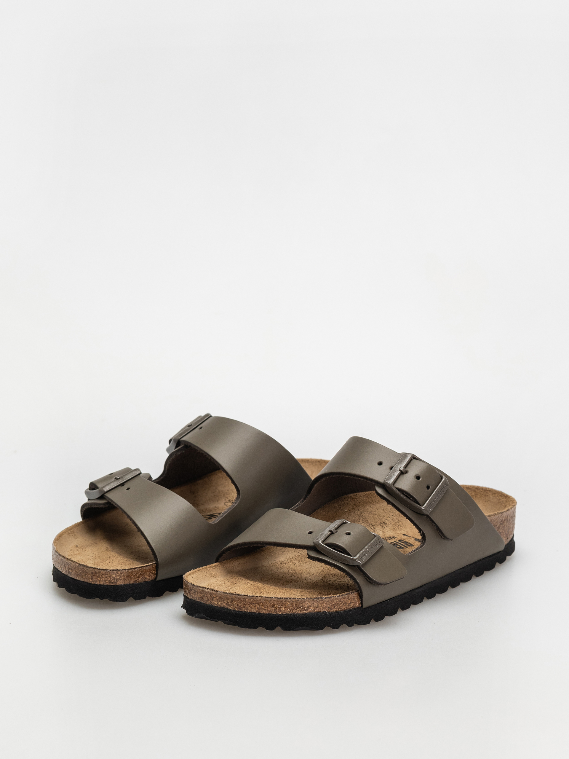 Birkenstock Arizona Natural Leather Narrow Wmn Flip Flops (concrete gray)