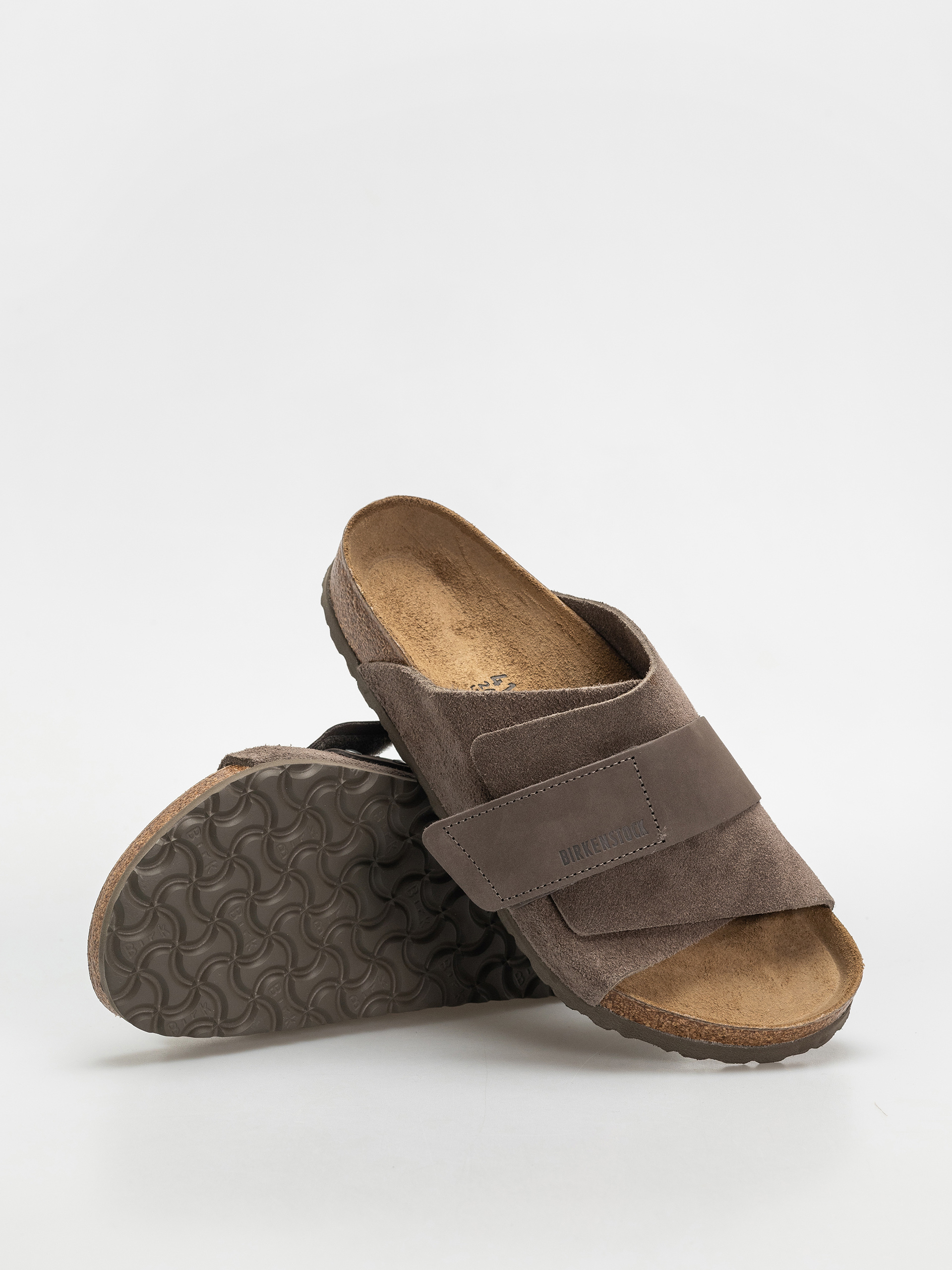 Birkenstock Kyoto Nubuck Suede Leather Regular Flip-flops (concrete gray)