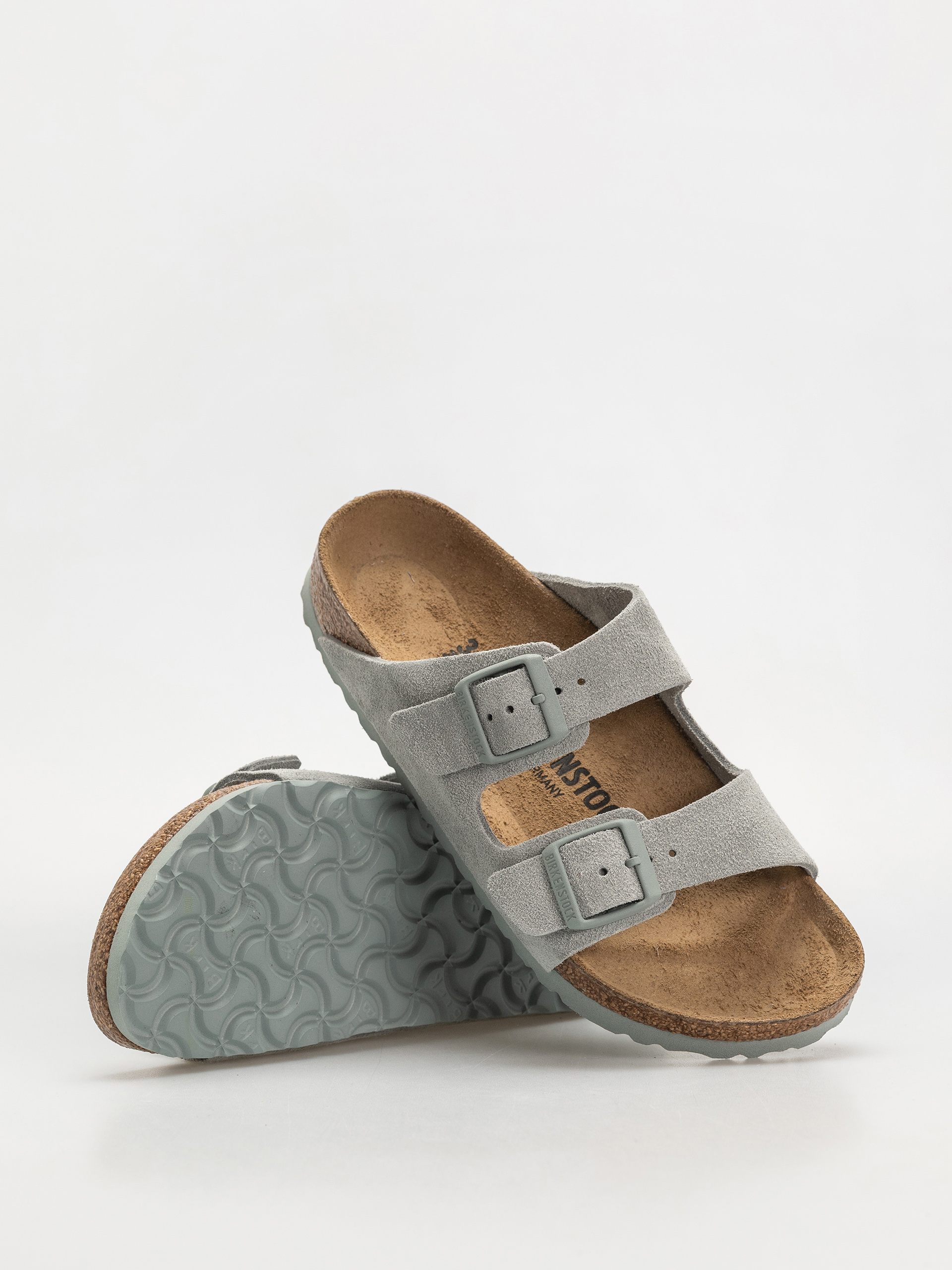Birkenstock Arizona Suede Leather Narrow Wmn Flip-flops (pure sage)