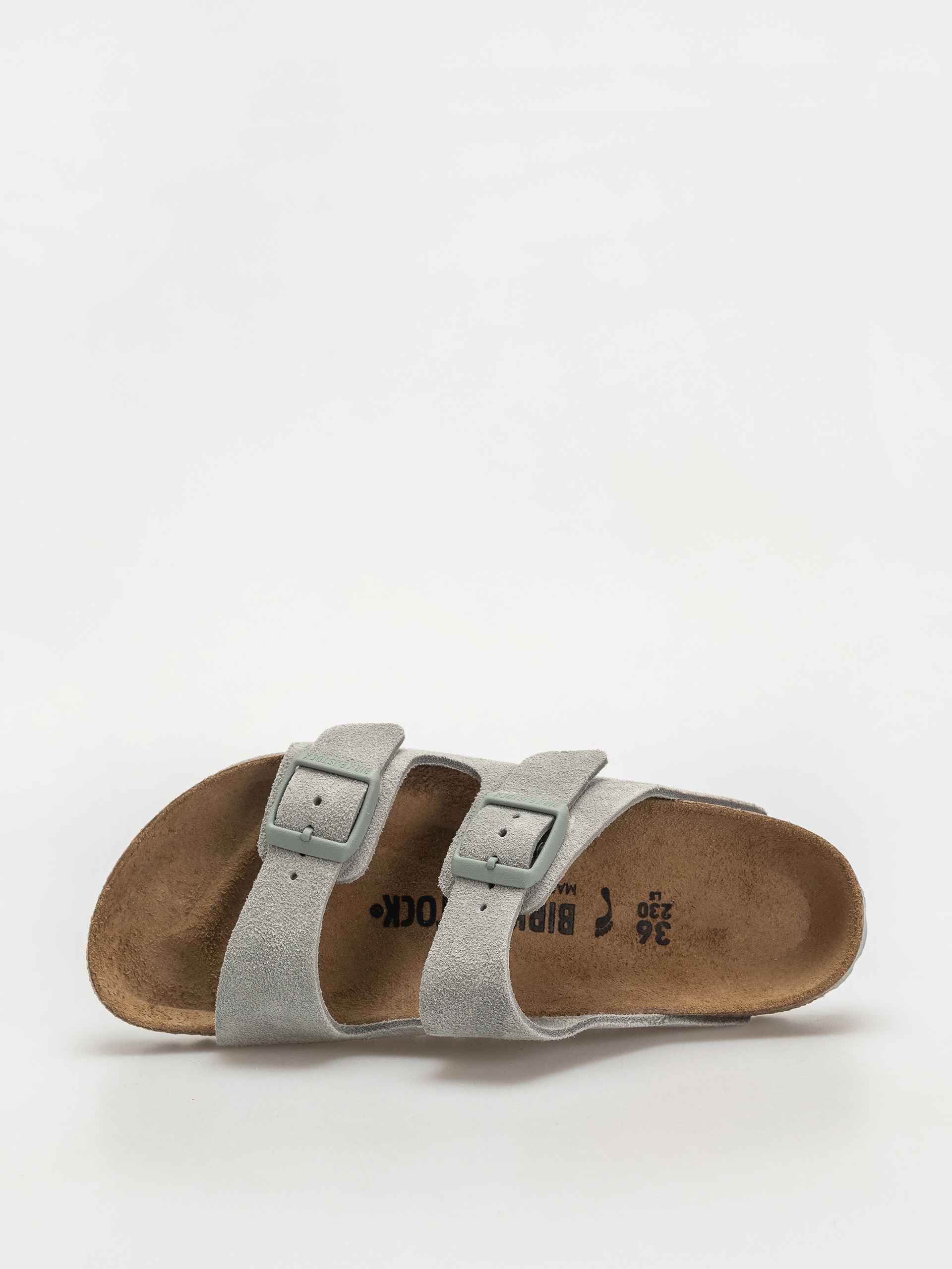 Birkenstock Arizona Suede Leather Narrow Wmn Flip Flops (pure sage)