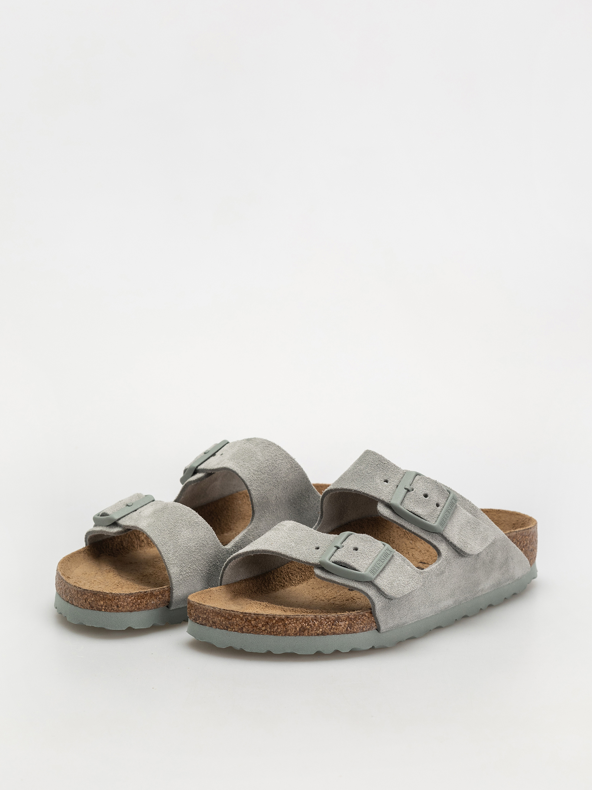Birkenstock Arizona Suede Leather Narrow Wmn Flip Flops (pure sage)