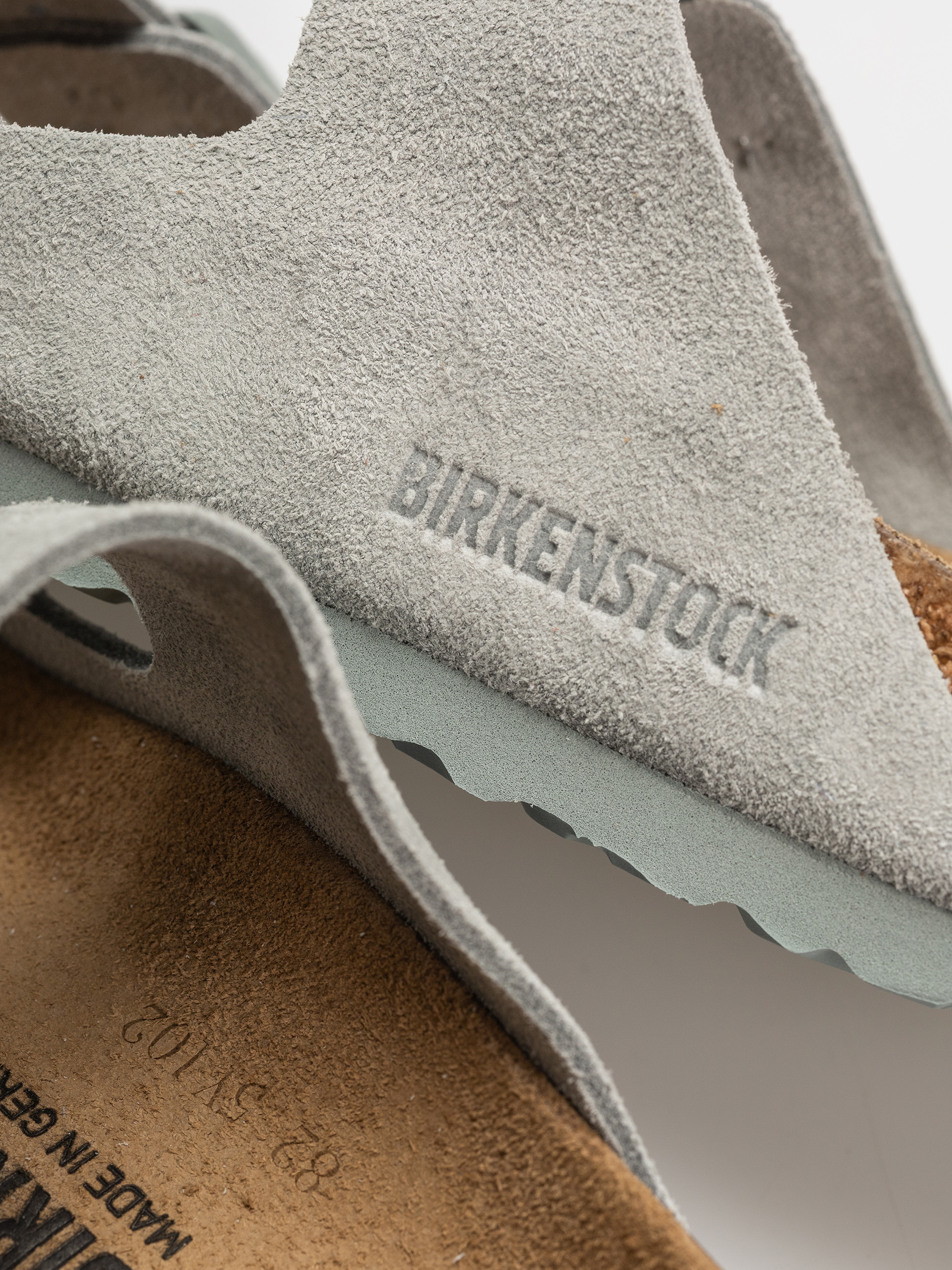 Birkenstock Arizona Suede Leather Narrow Wmn Flip-flops (pure sage)