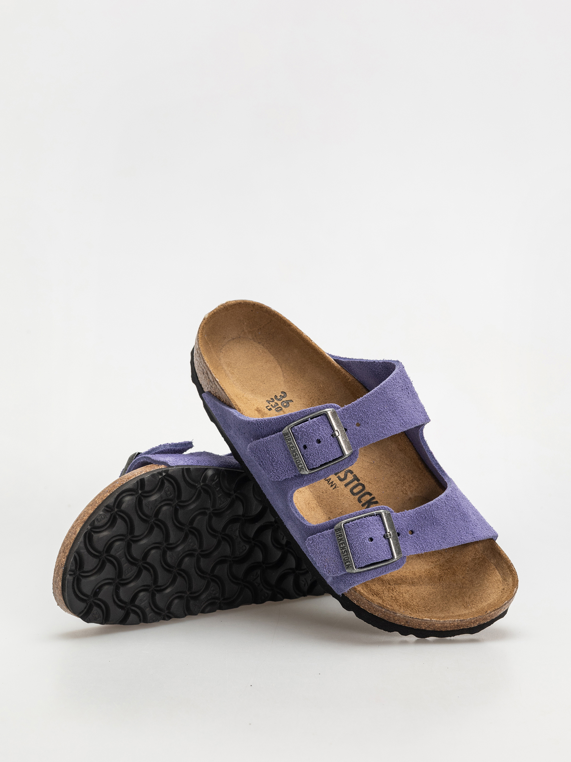 Birkenstock Arizona Suede Leather Narrow Wmn Flip Flops (purple dusk)